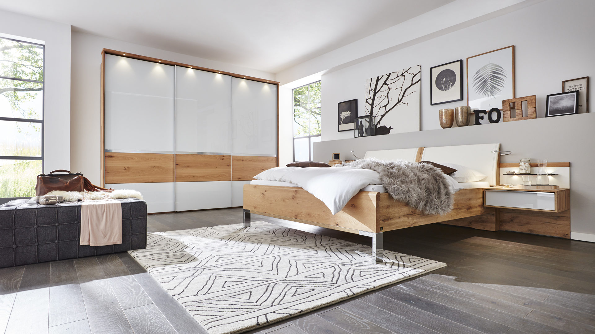 Landhausbett-Schlafzimmer-Moebel-weiss-Kiefer-Holz - MASSIV ...