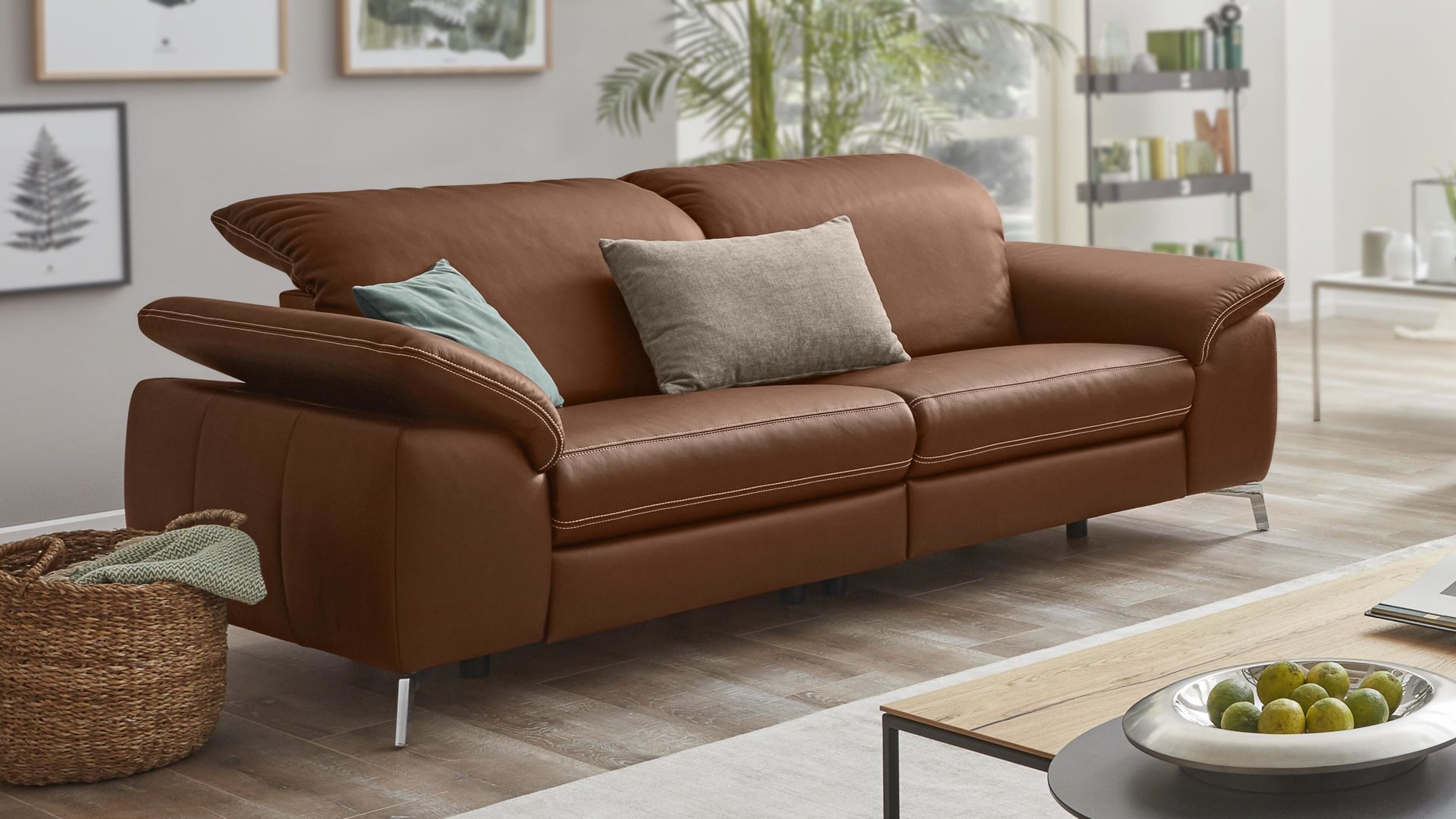 Interliving Sofa Serie 4101 Zweisitzer 8792 Brandyfarbenes Leder Torero Metallfusse Breite Ca 208 Cm