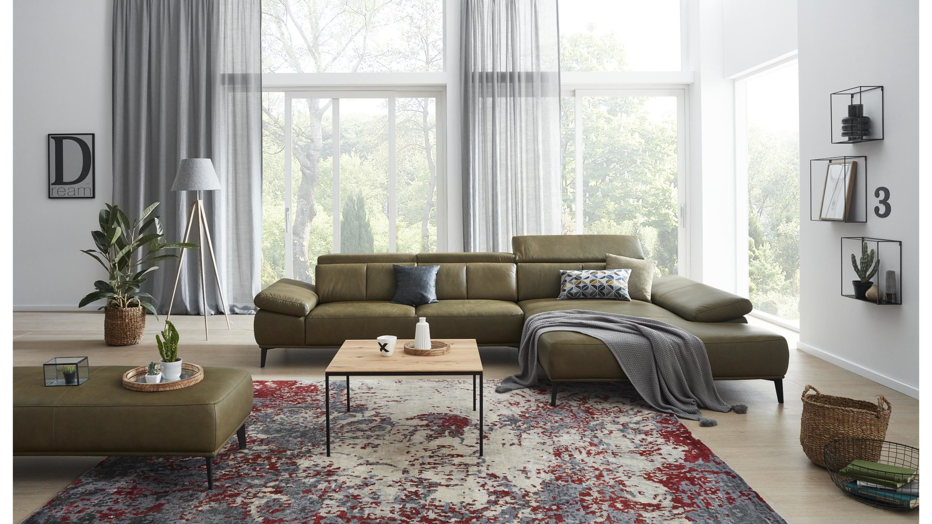 Interliving Sofa Serie 4002 Ecksofa Grunes Leder Z69 36