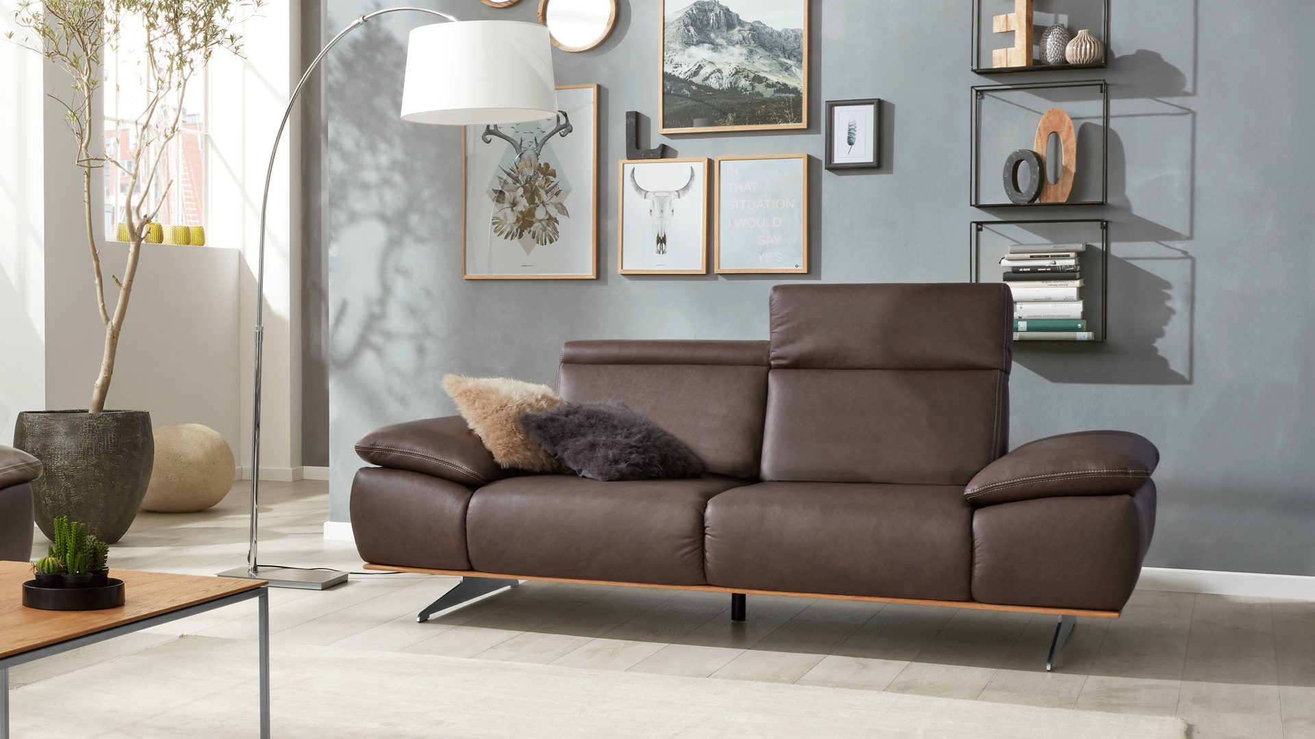 Interliving Sofa Serie 4350 2 5 Sitzer Braunes Leder Vivre Goa Lange Ca 214 Cm
