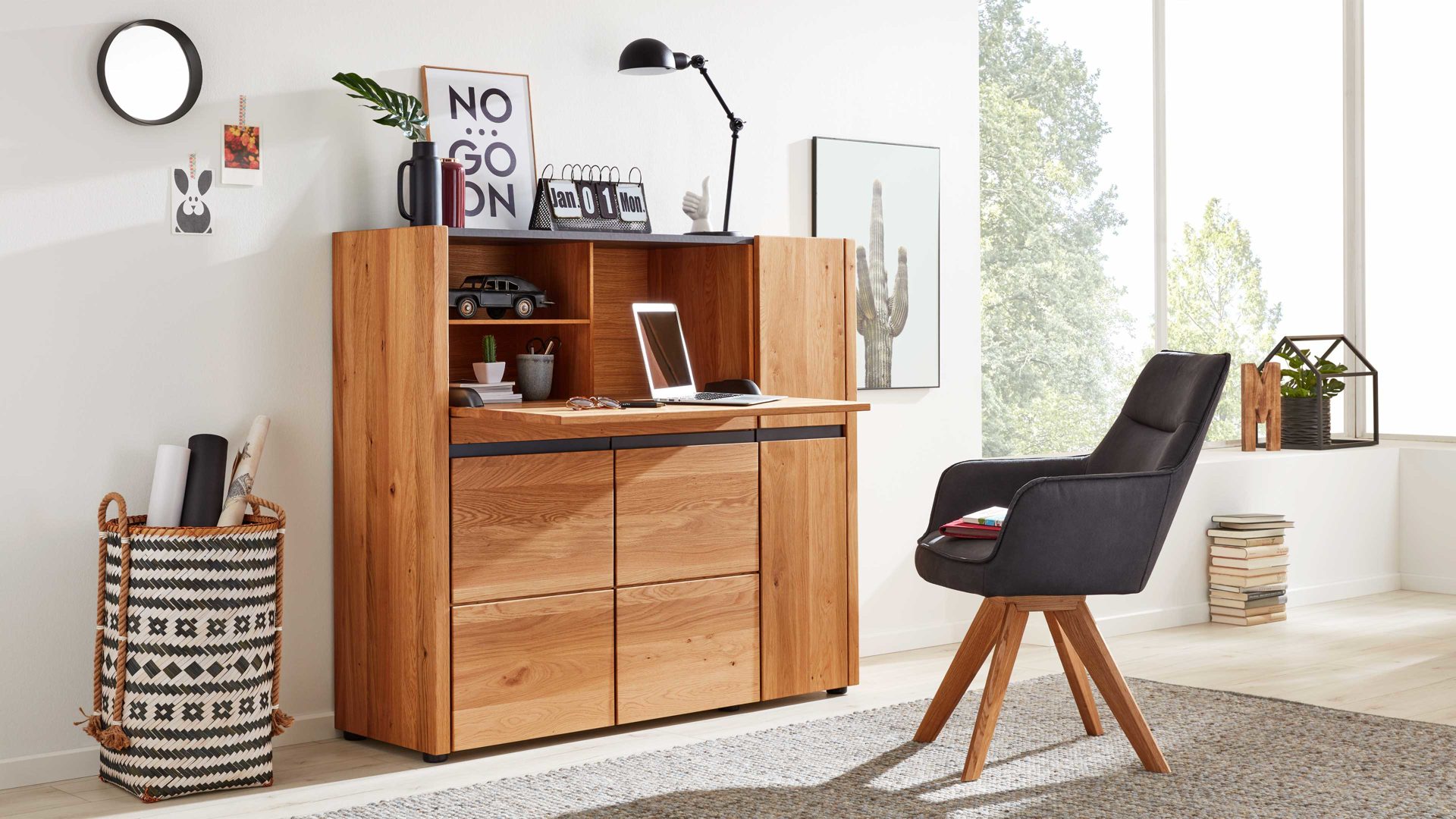 interliving esszimmer serie 5603 – sekretär 3794, wildeiche – drei