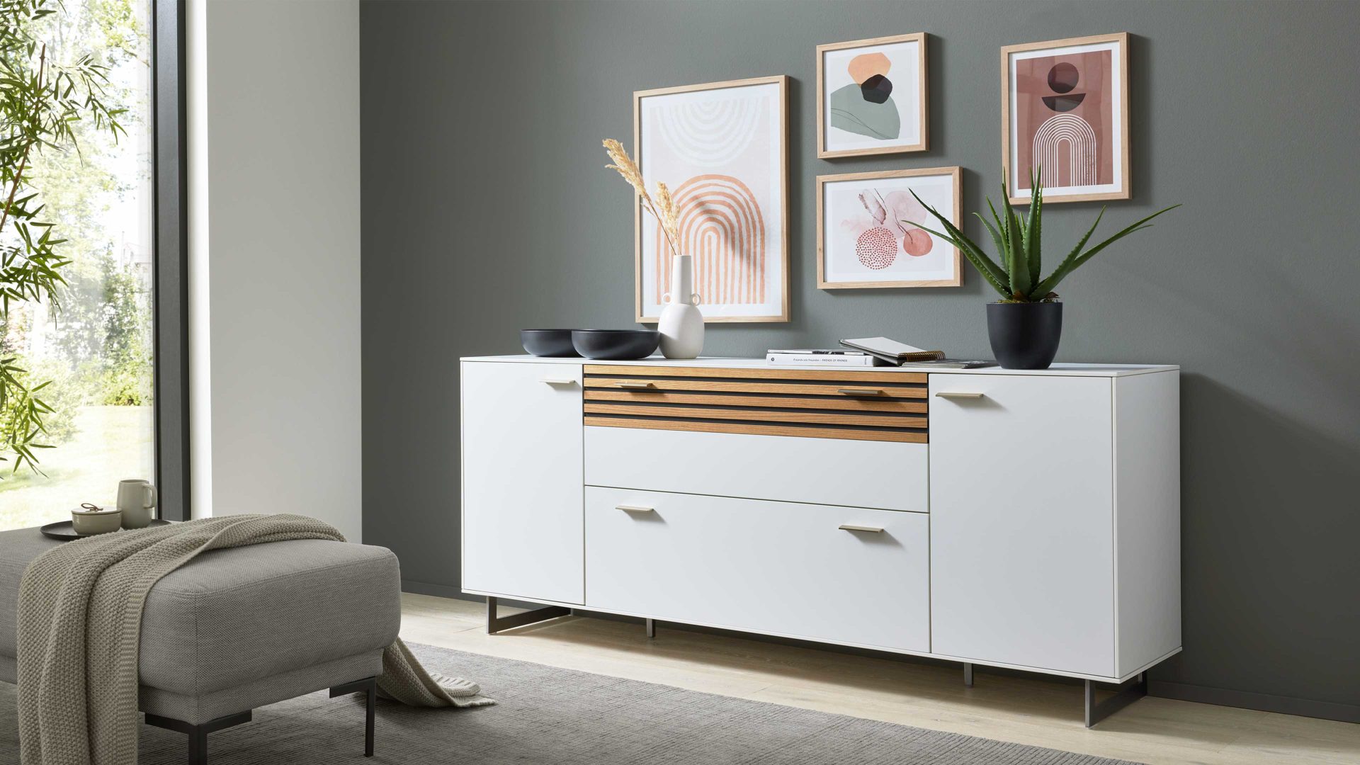 interliving wohnzimmer serie 2109 - sideboard 790202, polarweiß