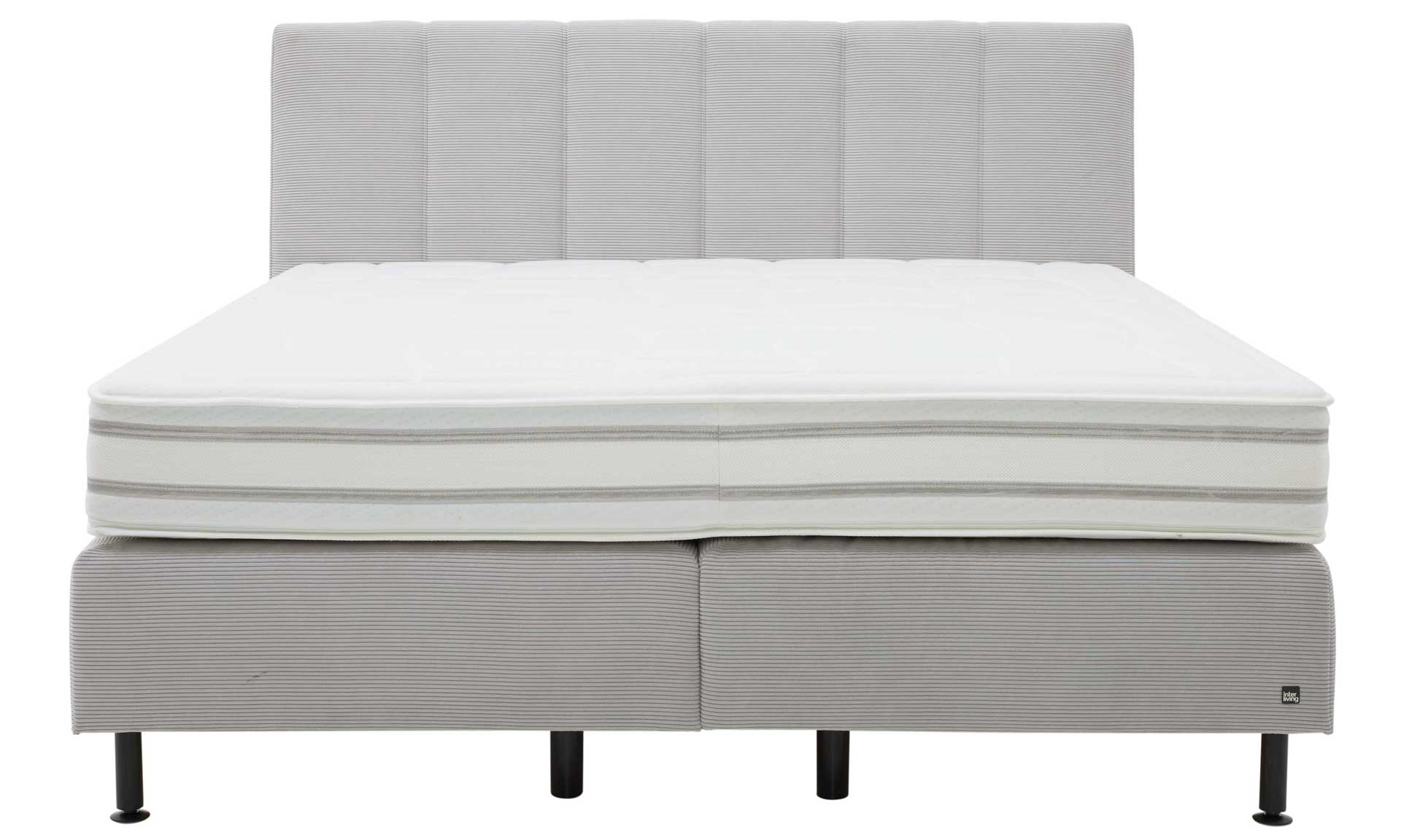 IL1418 Boxspringbett Feincord silver frontaler Freisteller