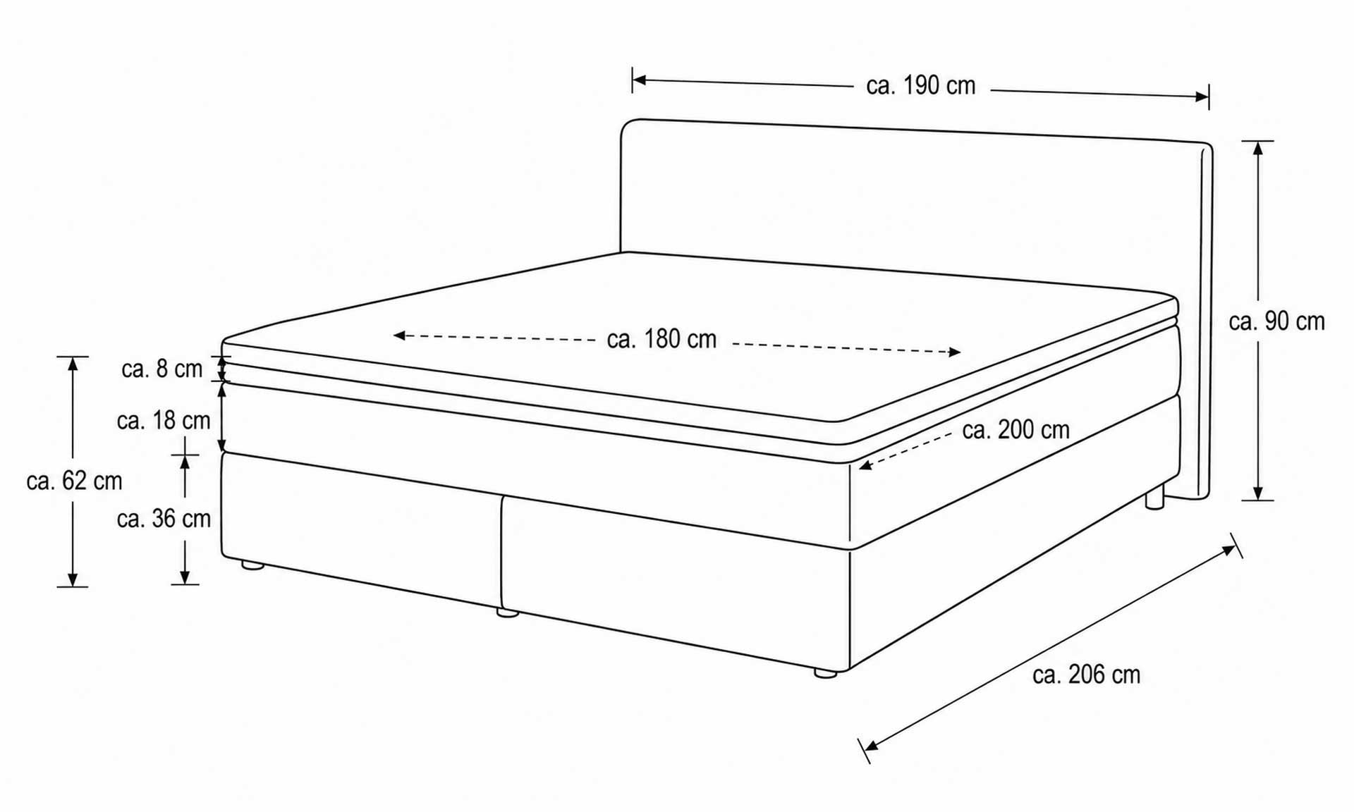 IL1420 Toni beige Boxspringbett Skizze