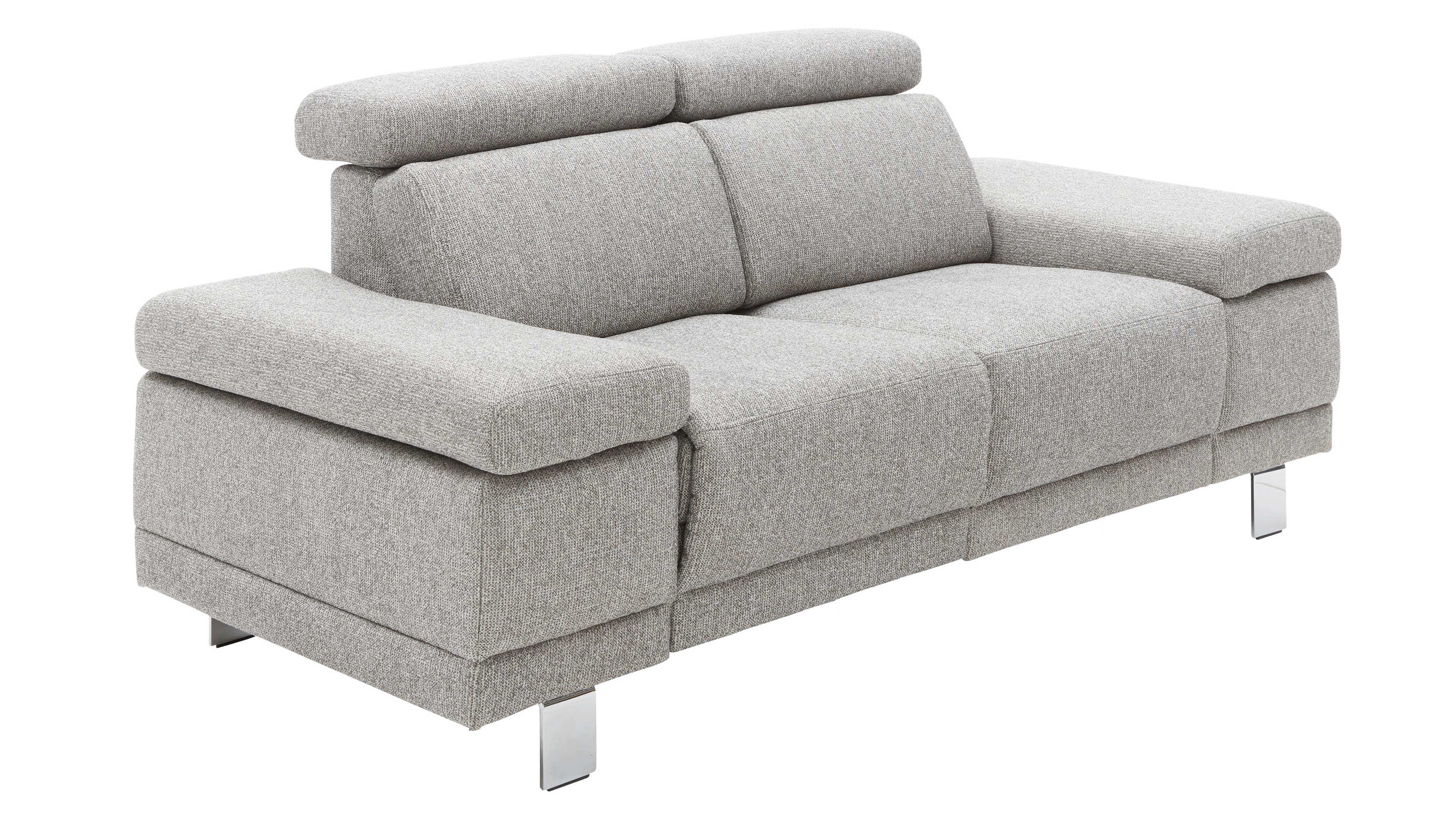 Stahlgraues Zweisitzer-Sofa mit glänzenden Metallfüßen