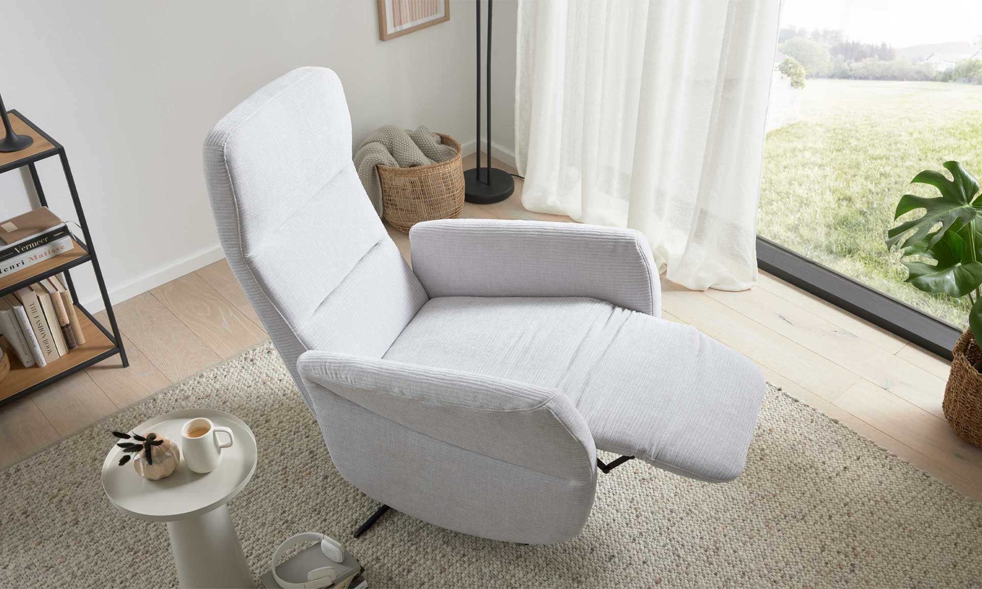 Relaxsessel in silbergrauer Cord-Optik