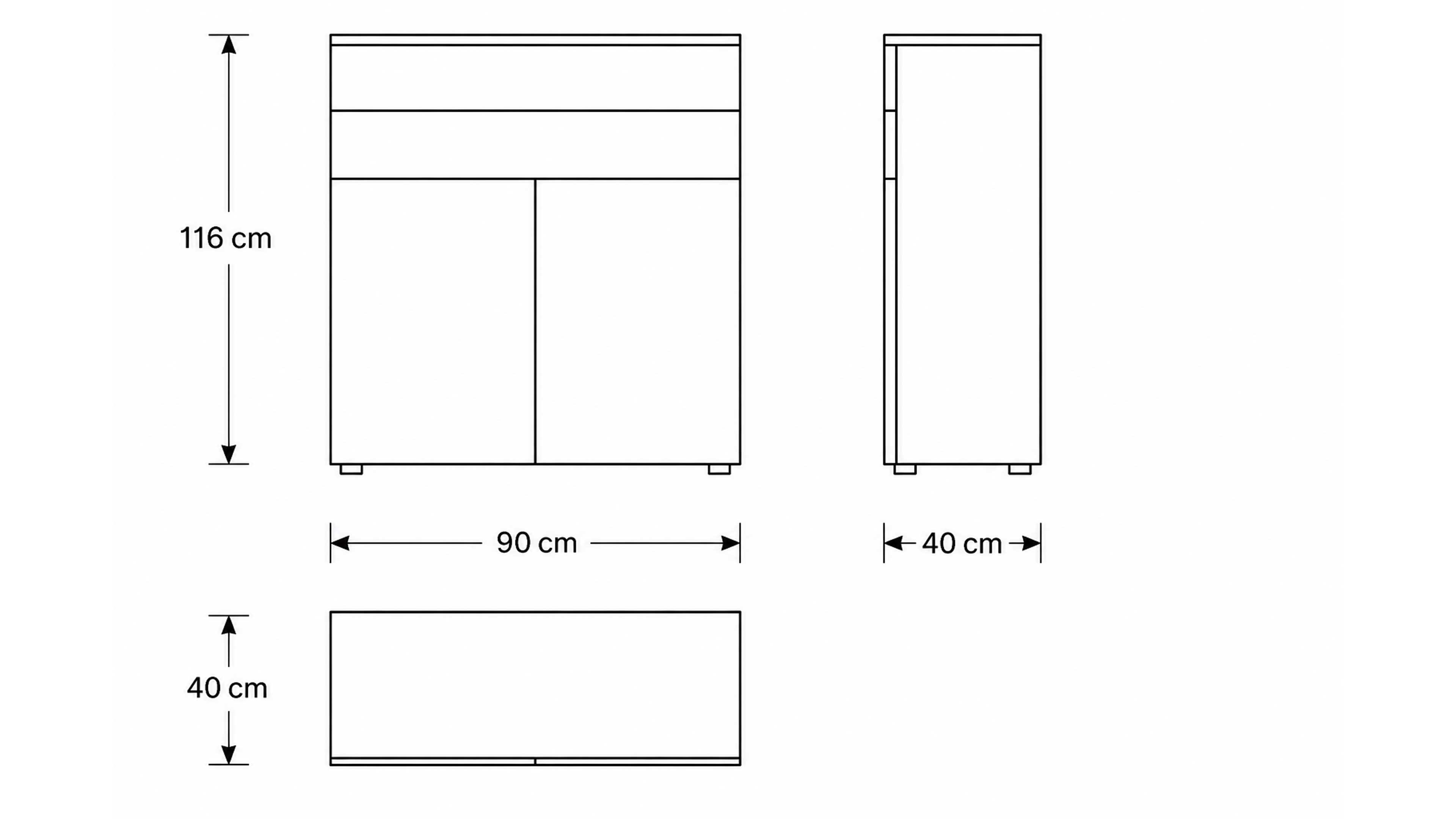 Mattgraues Sideboard mit Türen und Schubladen für geschlossenen Stauraum im Wohn- oder Essbereich