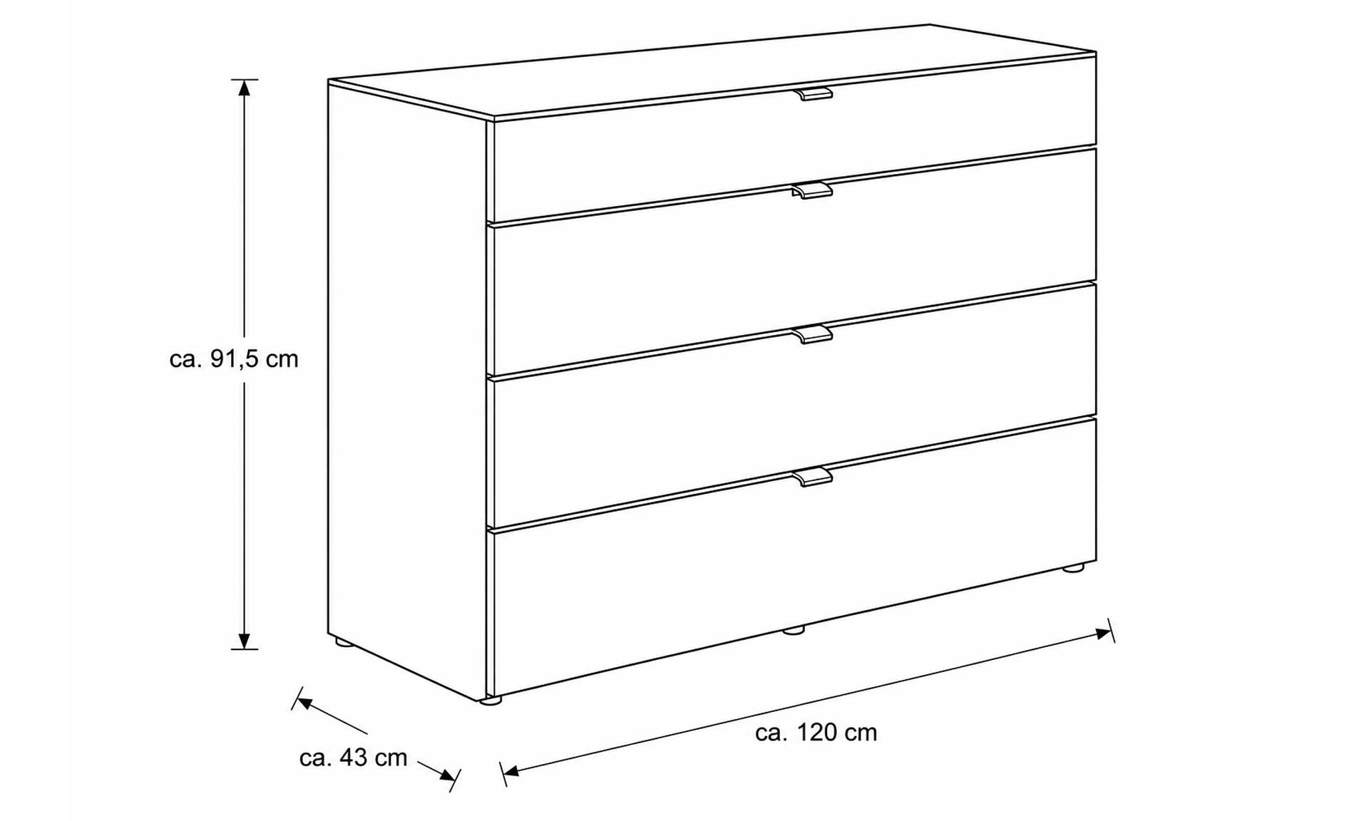 Schubladenkommode in Kieselgrau mit Glasfronten