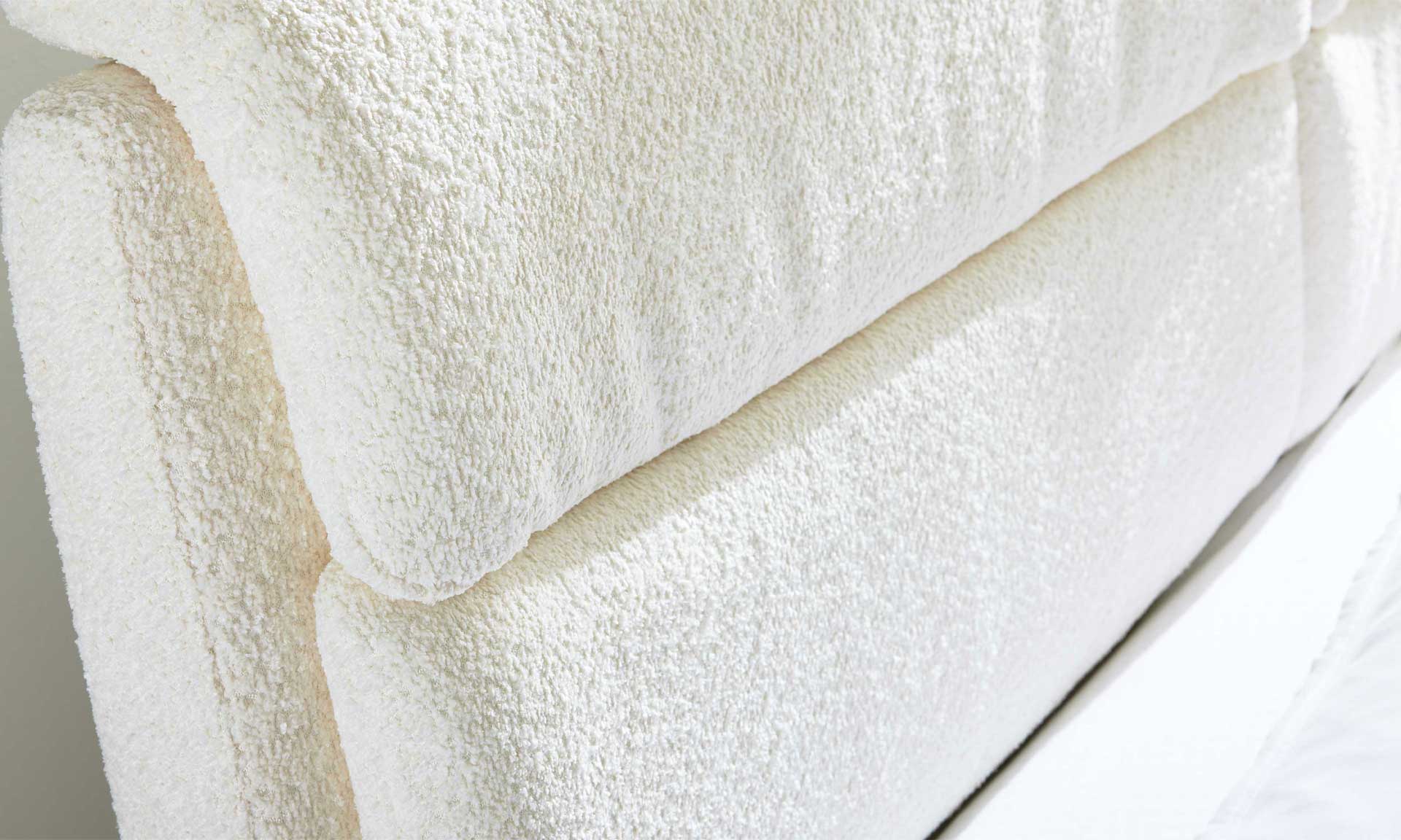 IL1416 Polsterbettgestell Chenille natur Kopfteil Detail