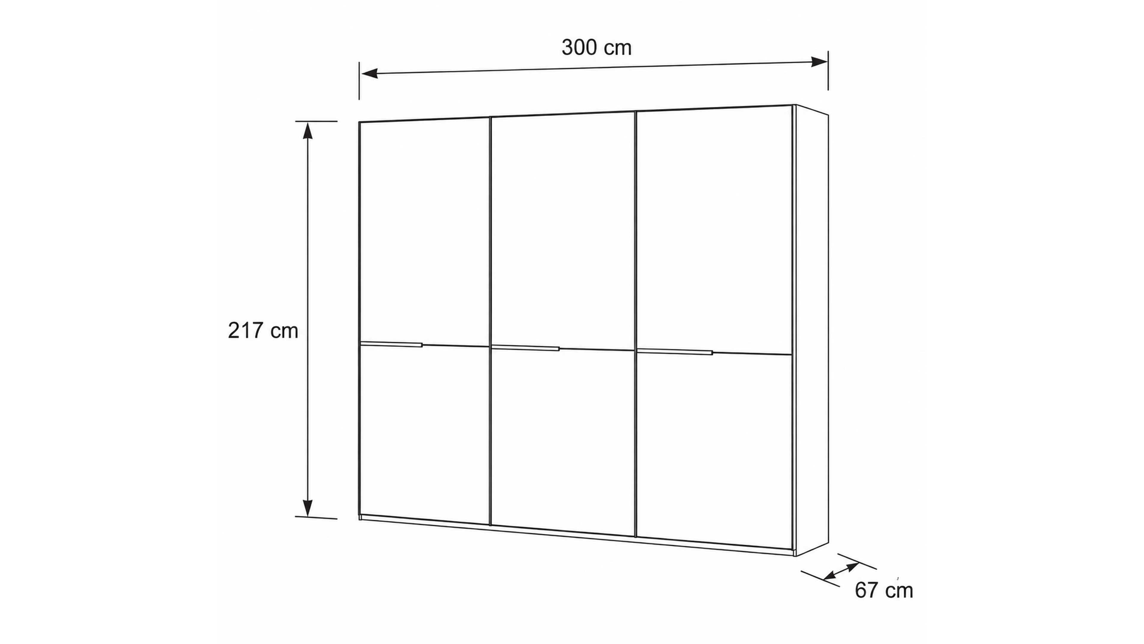 Schwebetürenschrank mit weißer Glasfront und einer Spiegeltür