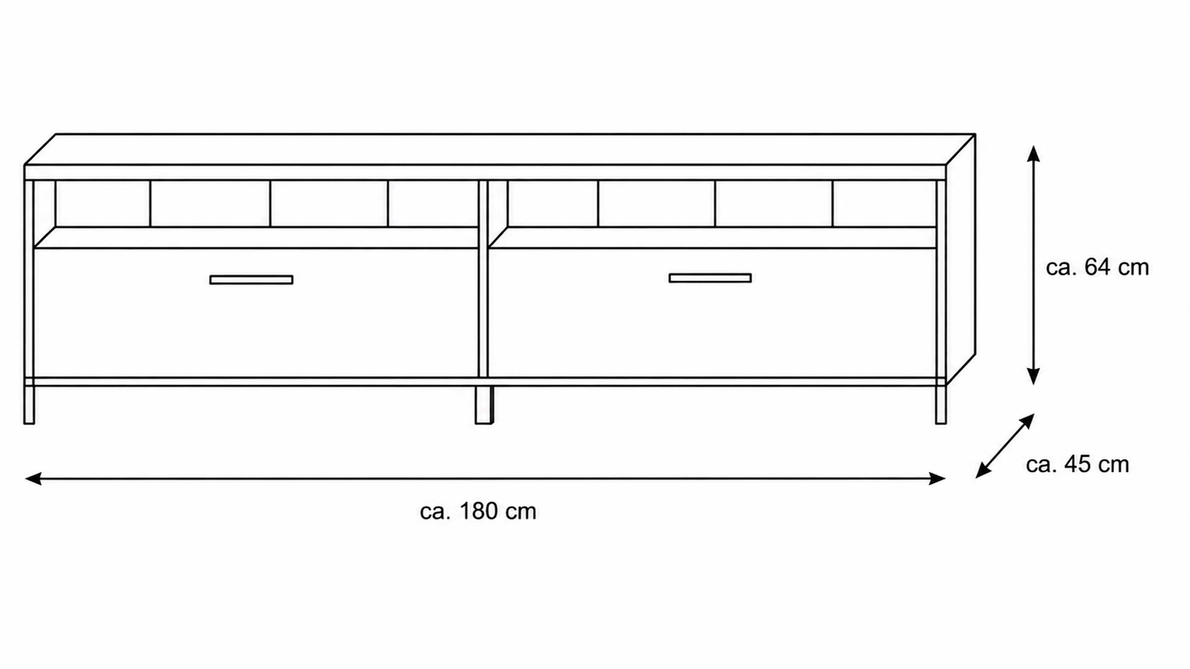 TV-Lowboard in Wolfram Grey mit Spaltholz-Optik und Parsolglas
