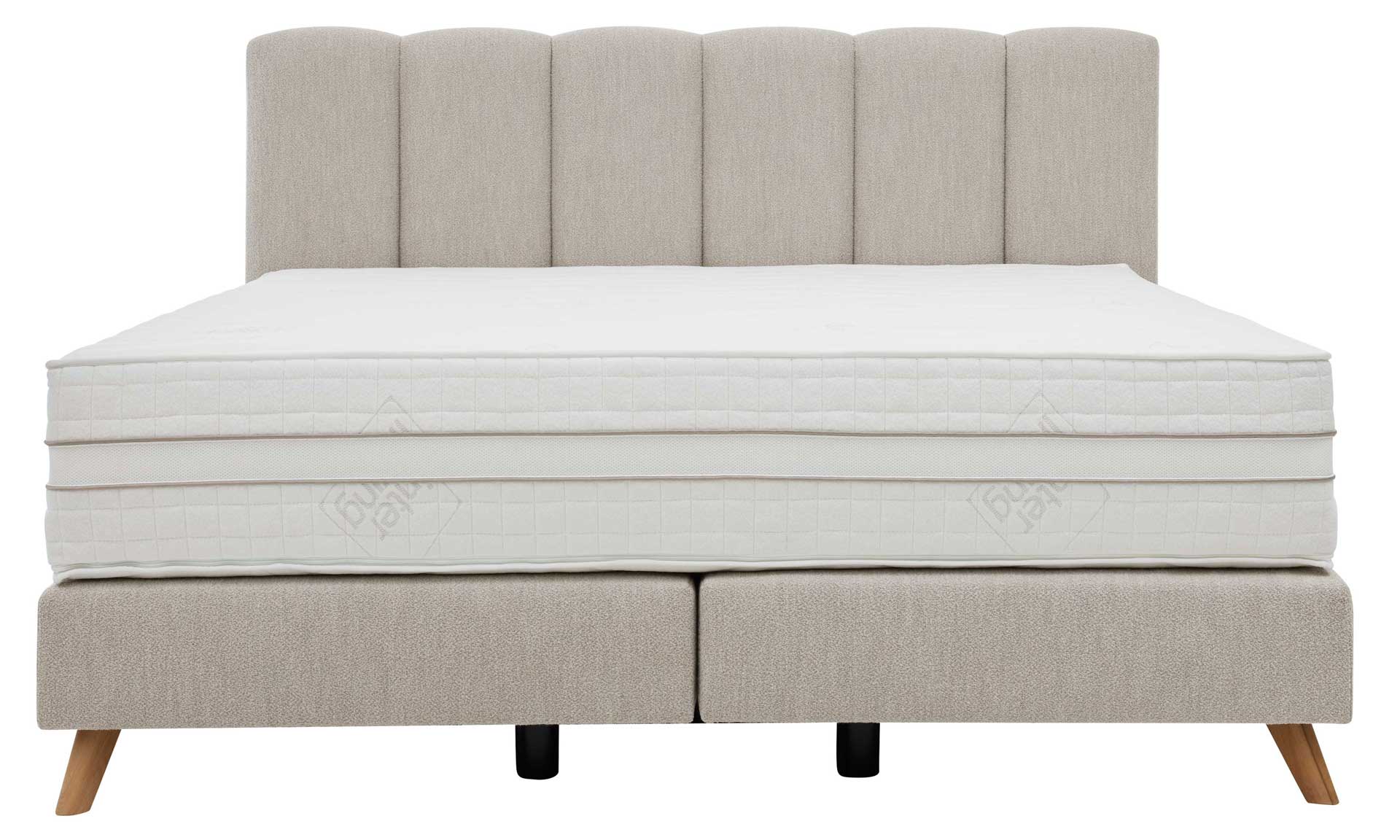 Boxspringbett in Natur, Matratze mit integriertem Topper