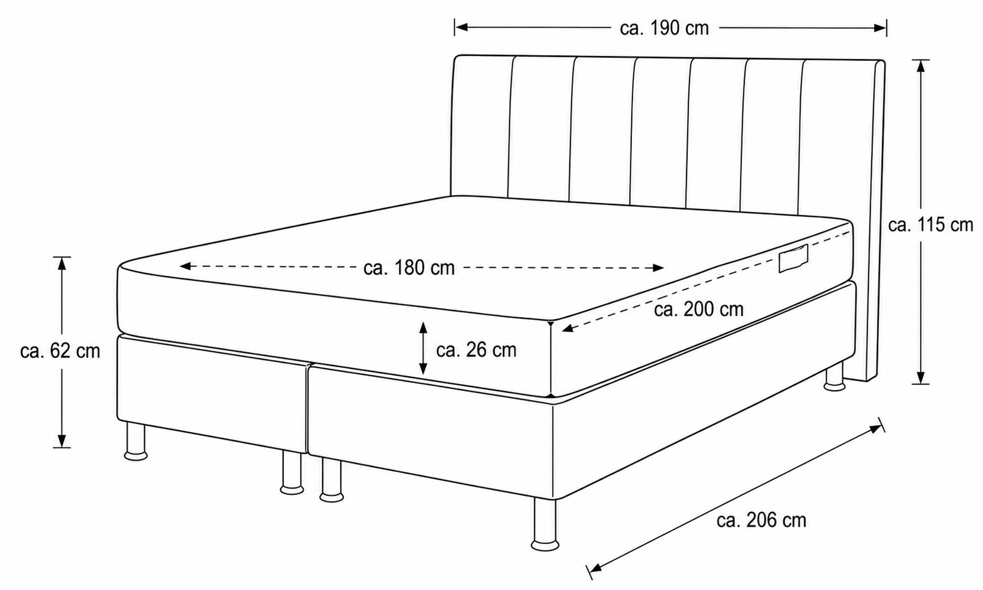 IL1402 Boxspringbett Nele steel Skizze