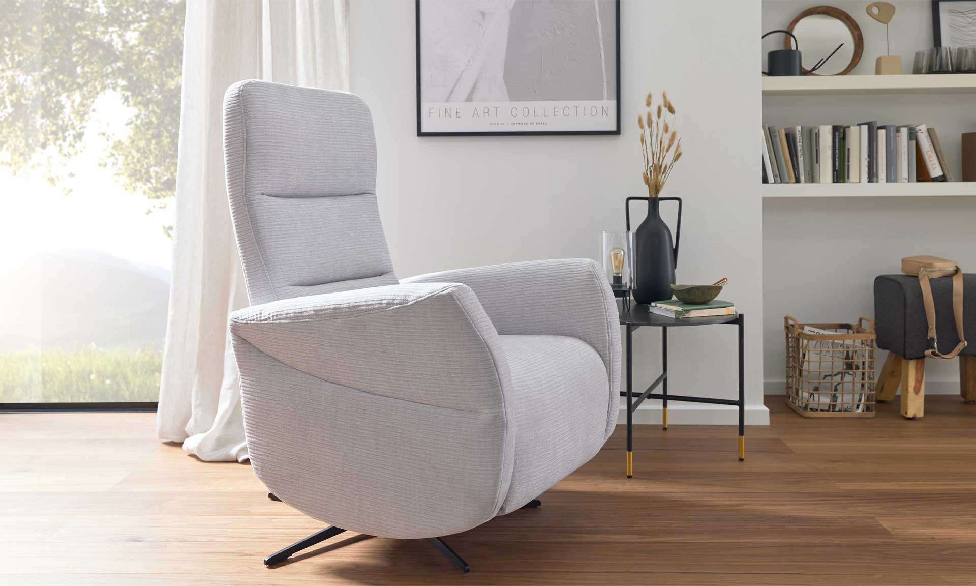 Relaxsessel in silbergrauer Cord-Optik