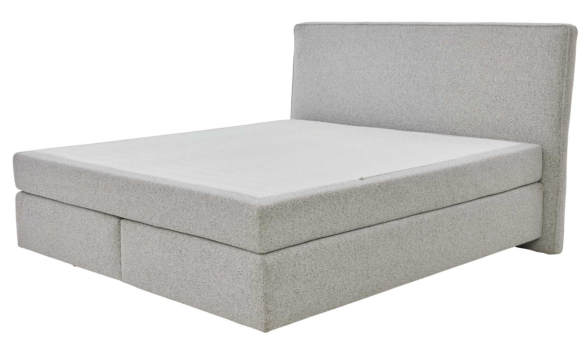 Hellgraues Boxspringbett mit Topper, 180 x 200 cm