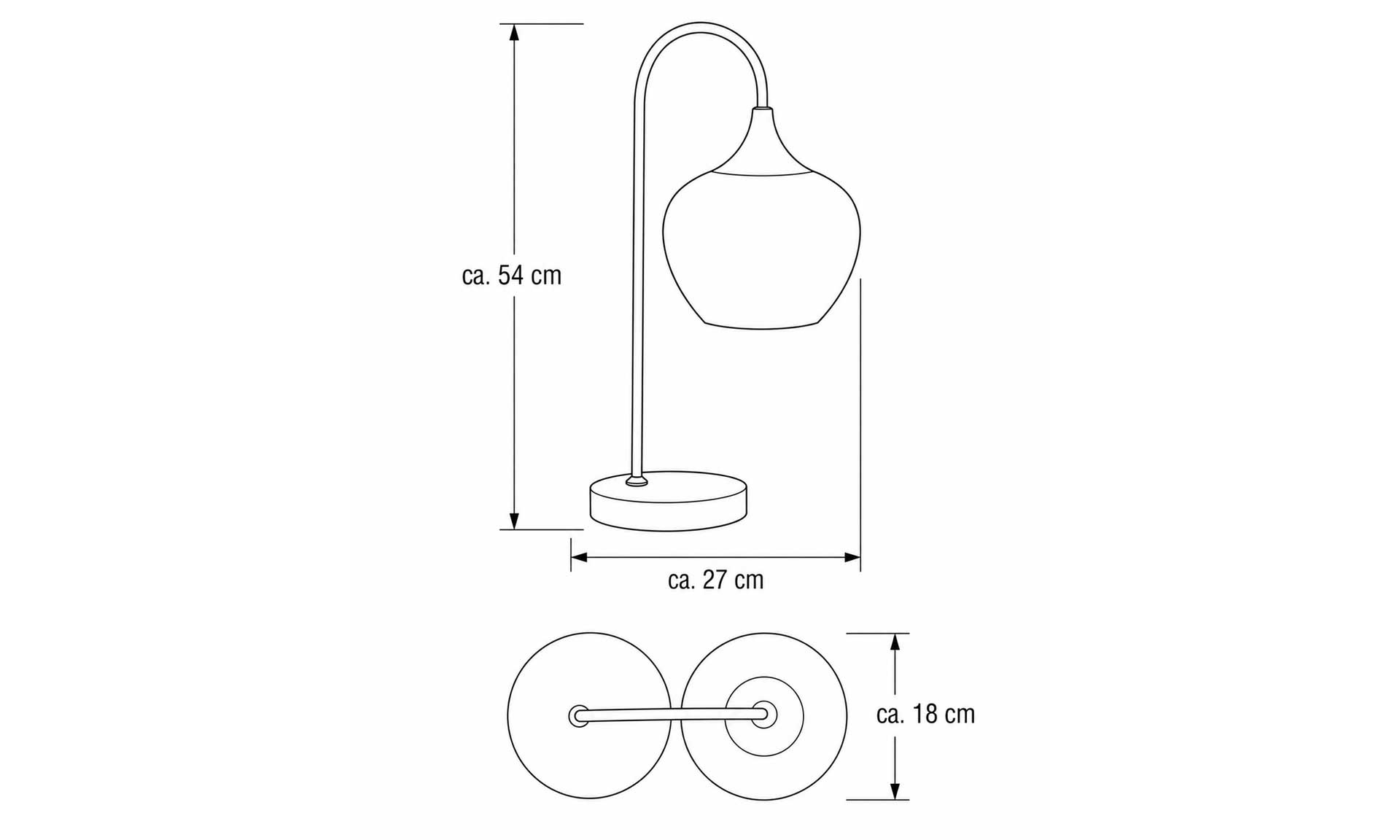 Tischlampe mit Mattglas und nickelfarbenem Metall