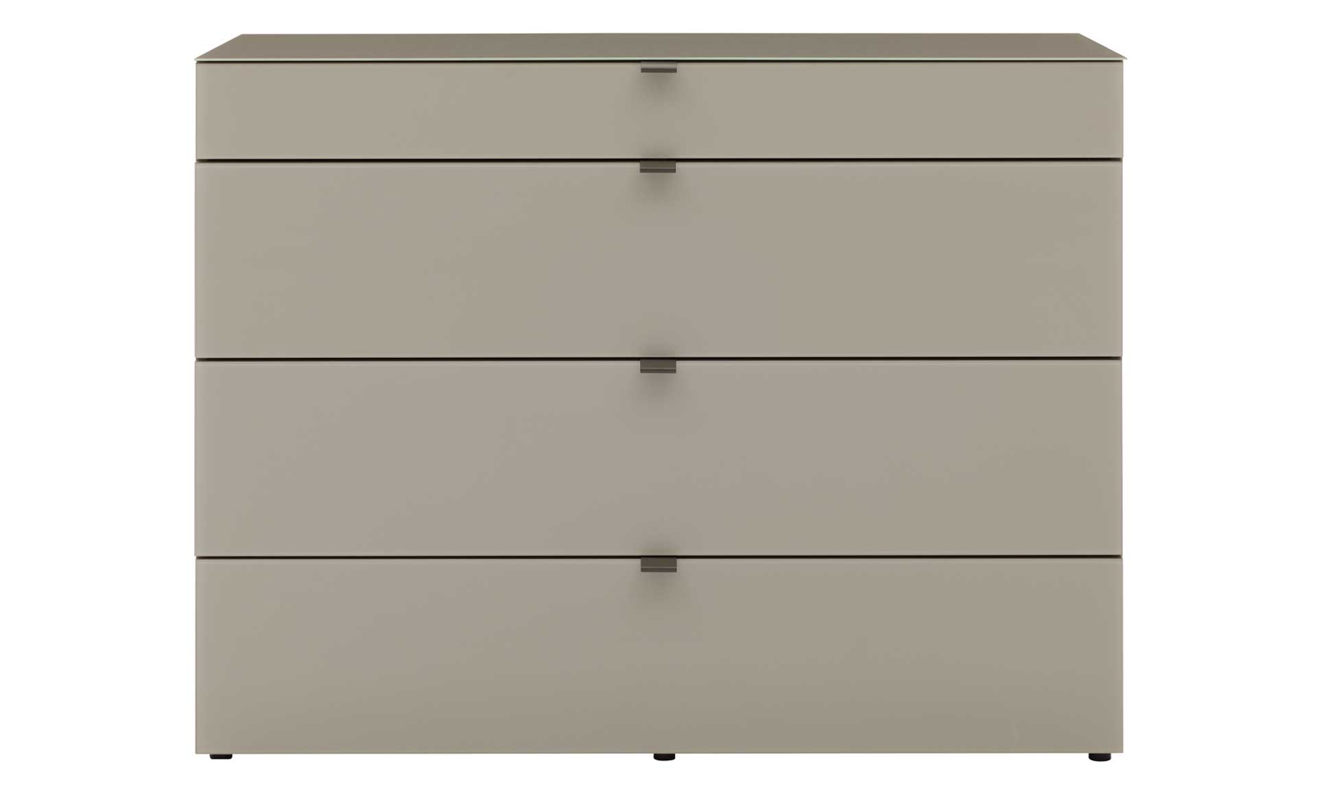Schubladenkommode in Kieselgrau mit Glasfronten