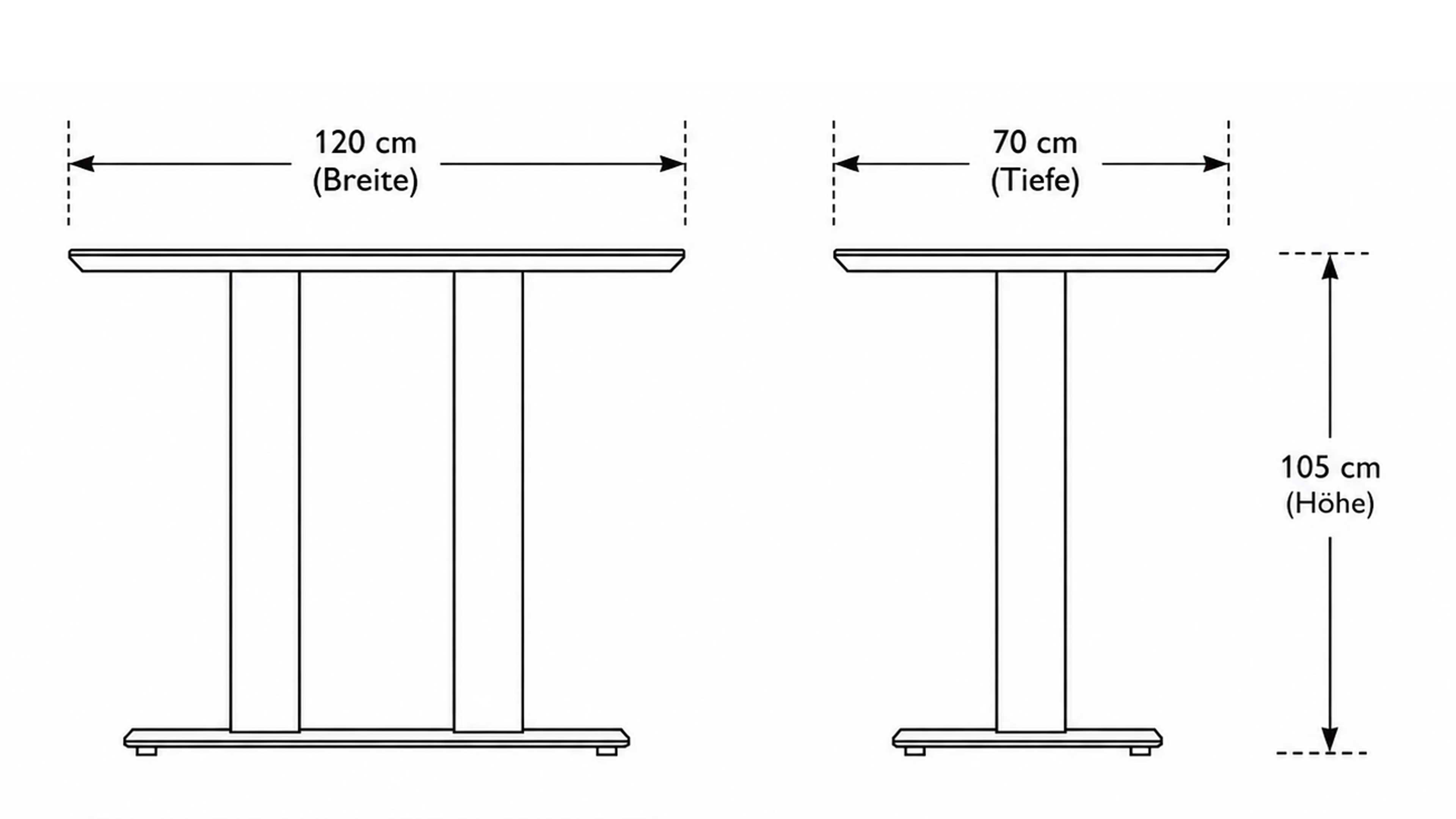 Bartisch mit Tischplatte aus heller Wildeiche und schwarzem Metallgestell