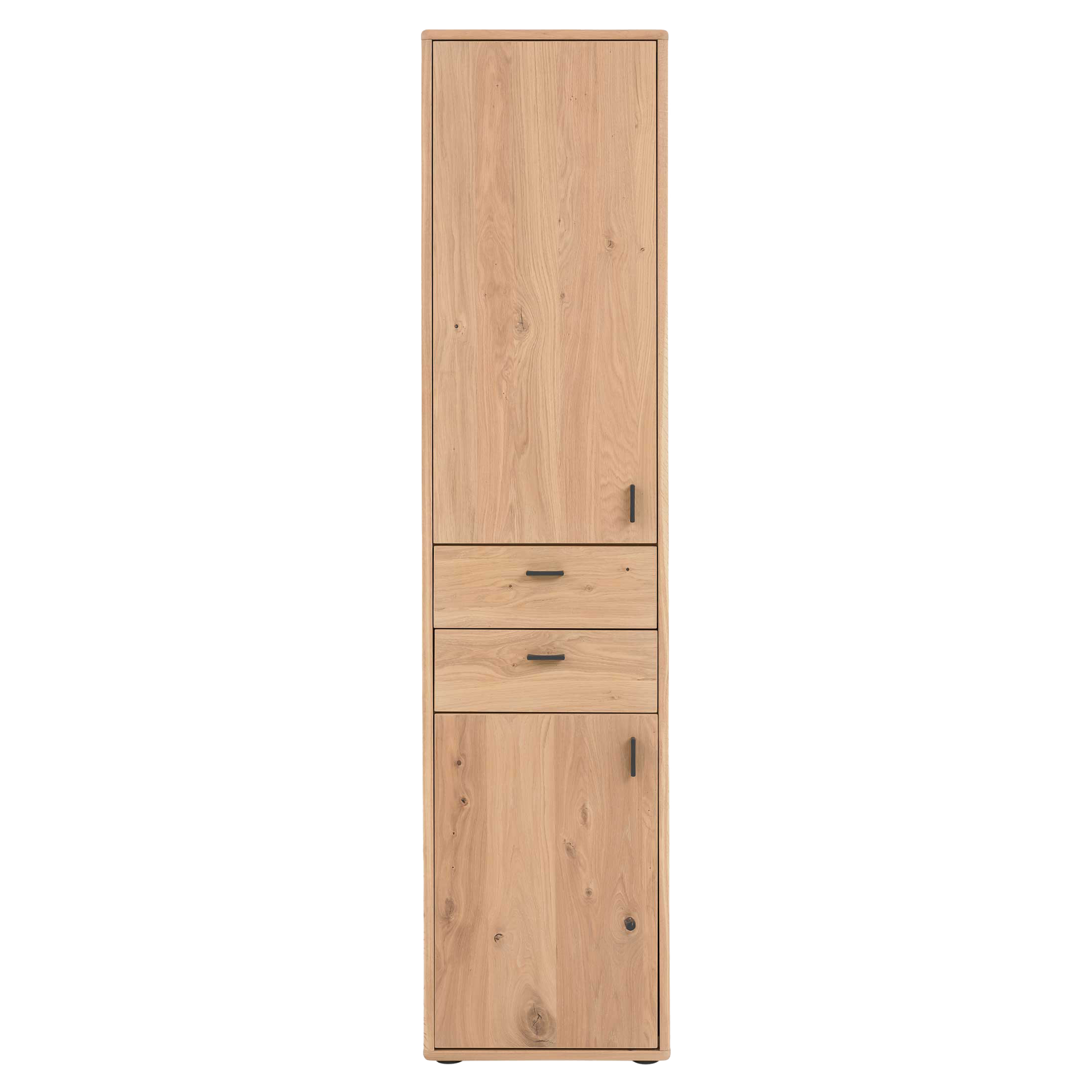 Stauraumschrank mit Eichefurnier, zwei Türen und zwei Schubladen