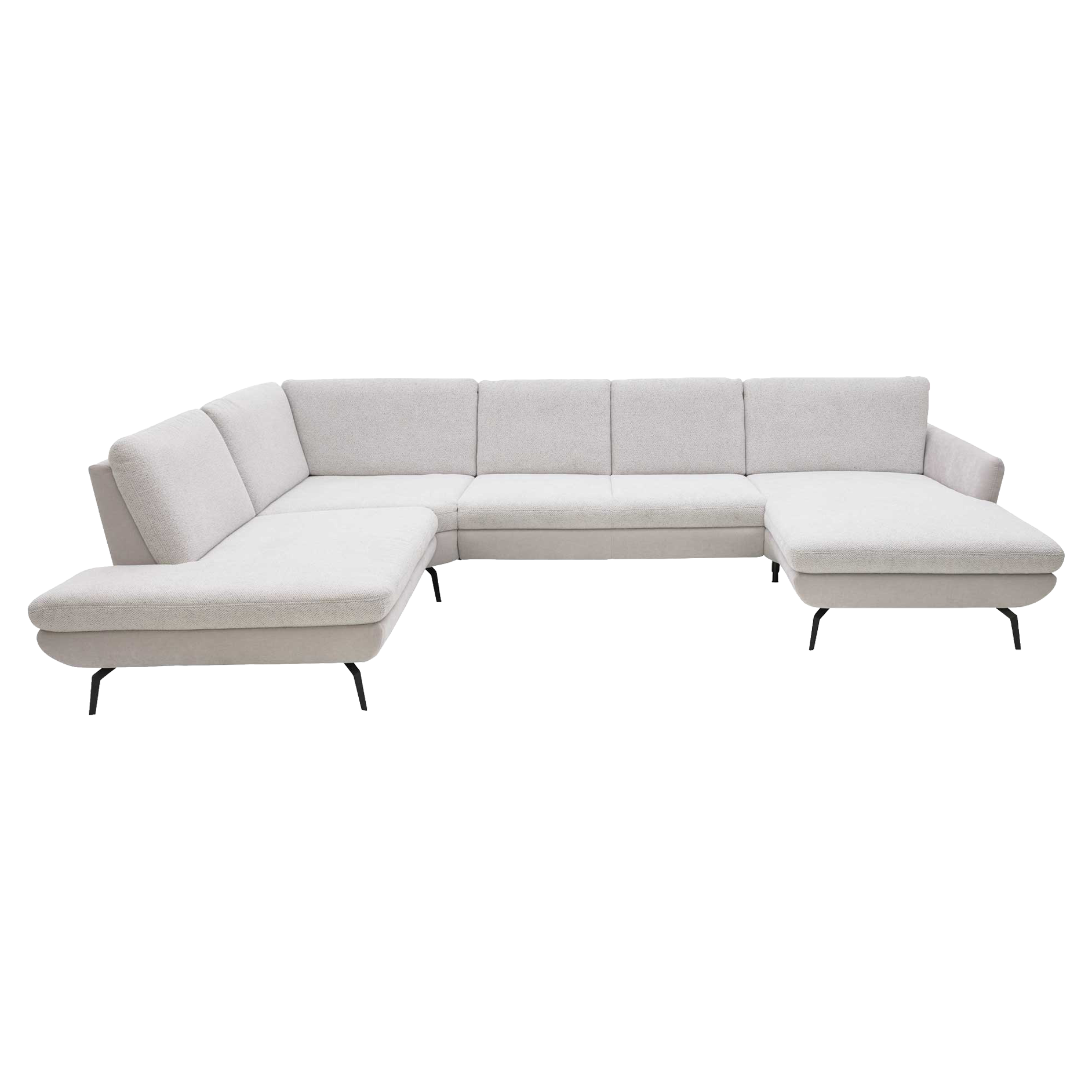 Wohnlandschaft in U-Form mit Stoffkombination in Ecru und Silber