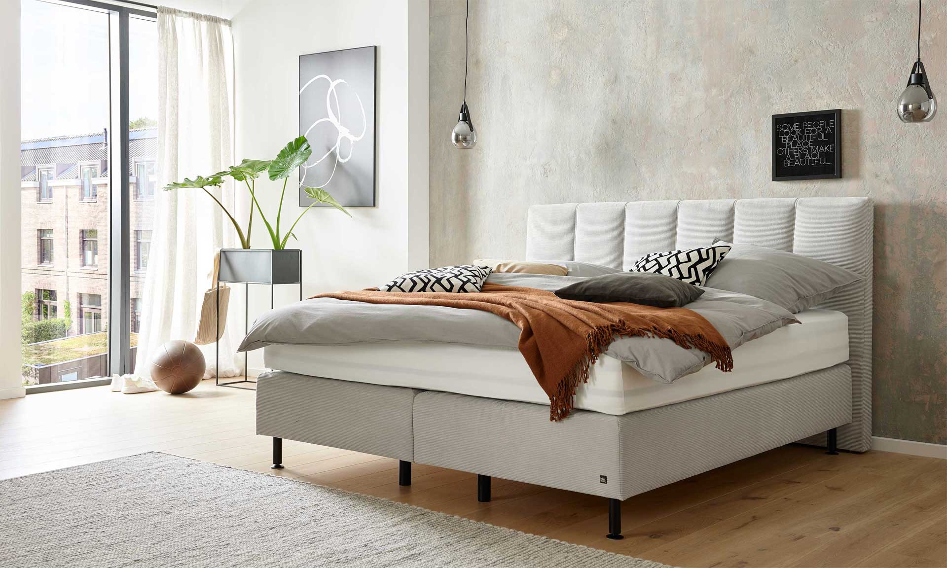 IL1418 Boxspringbett Feincord silver