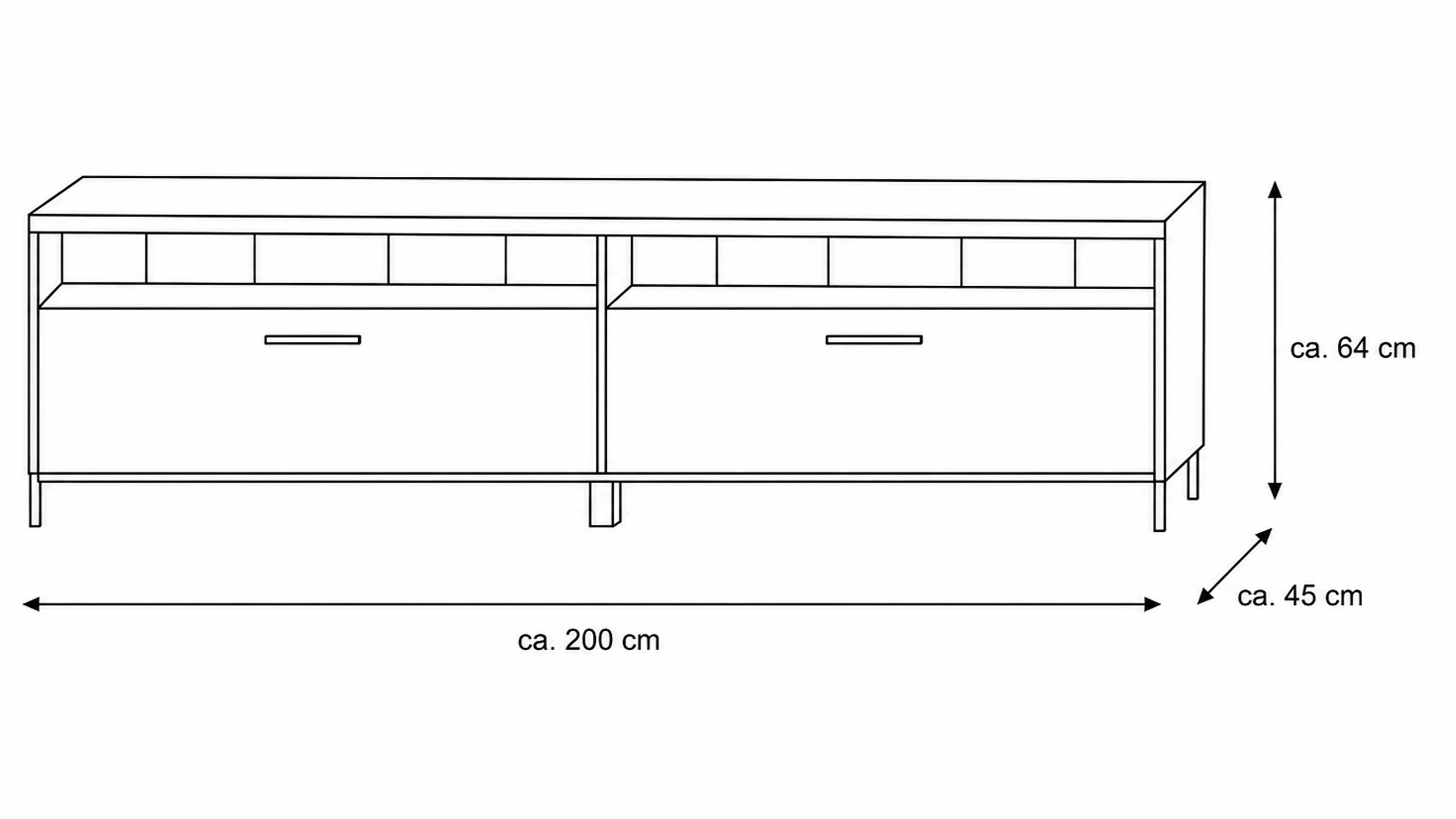 Wohnwand in Wolfram Grey mit Spaltholz-Optik und TV-Lowboard