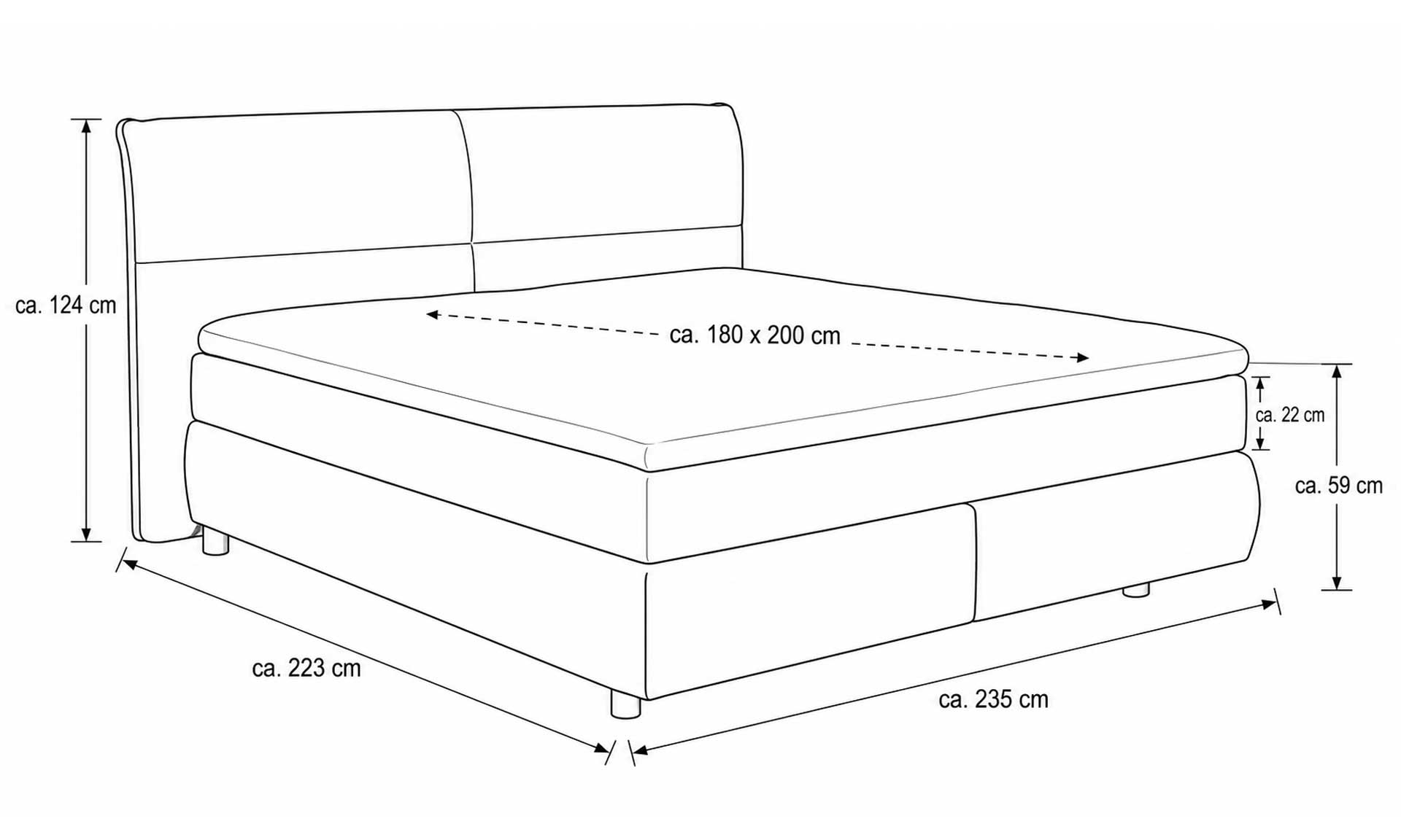 Boxspringbett in Dunkelgrau , 180 x 200 cm