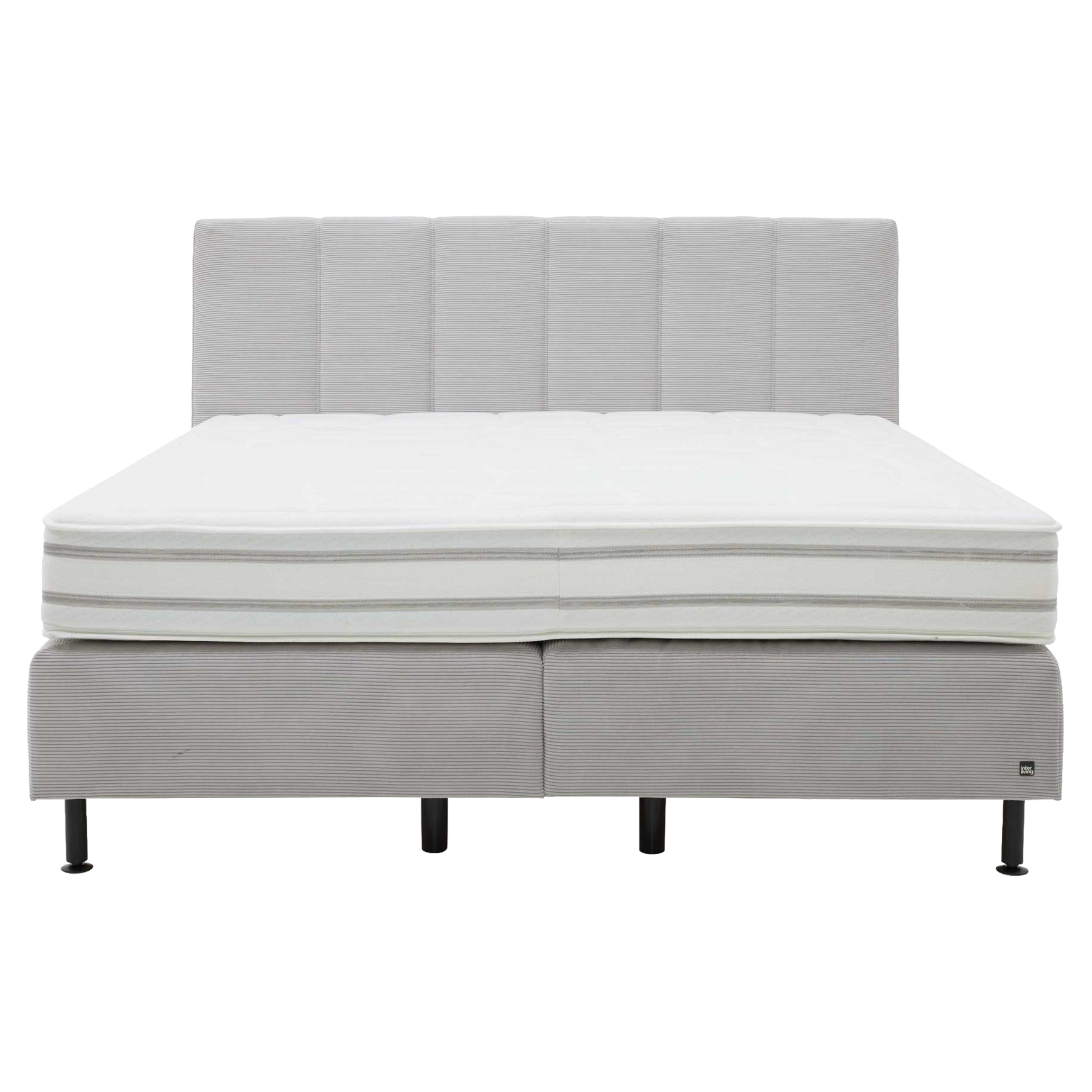 IL1418 Boxspringbett Feincord silver frontaler Freisteller