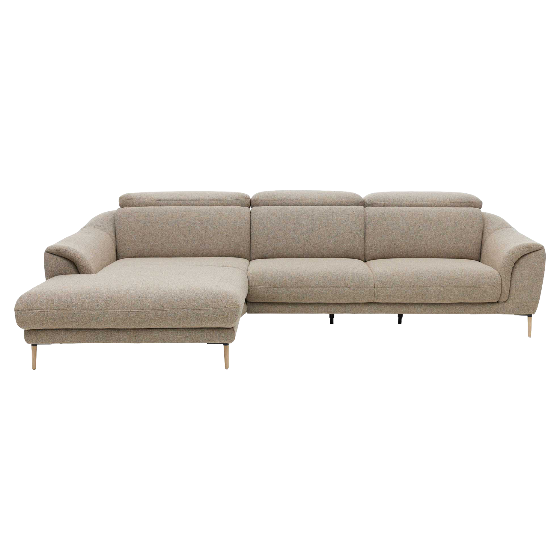 IL4461 Mido sand Ecksofa frontaler Freisteller mit Holzfüßen