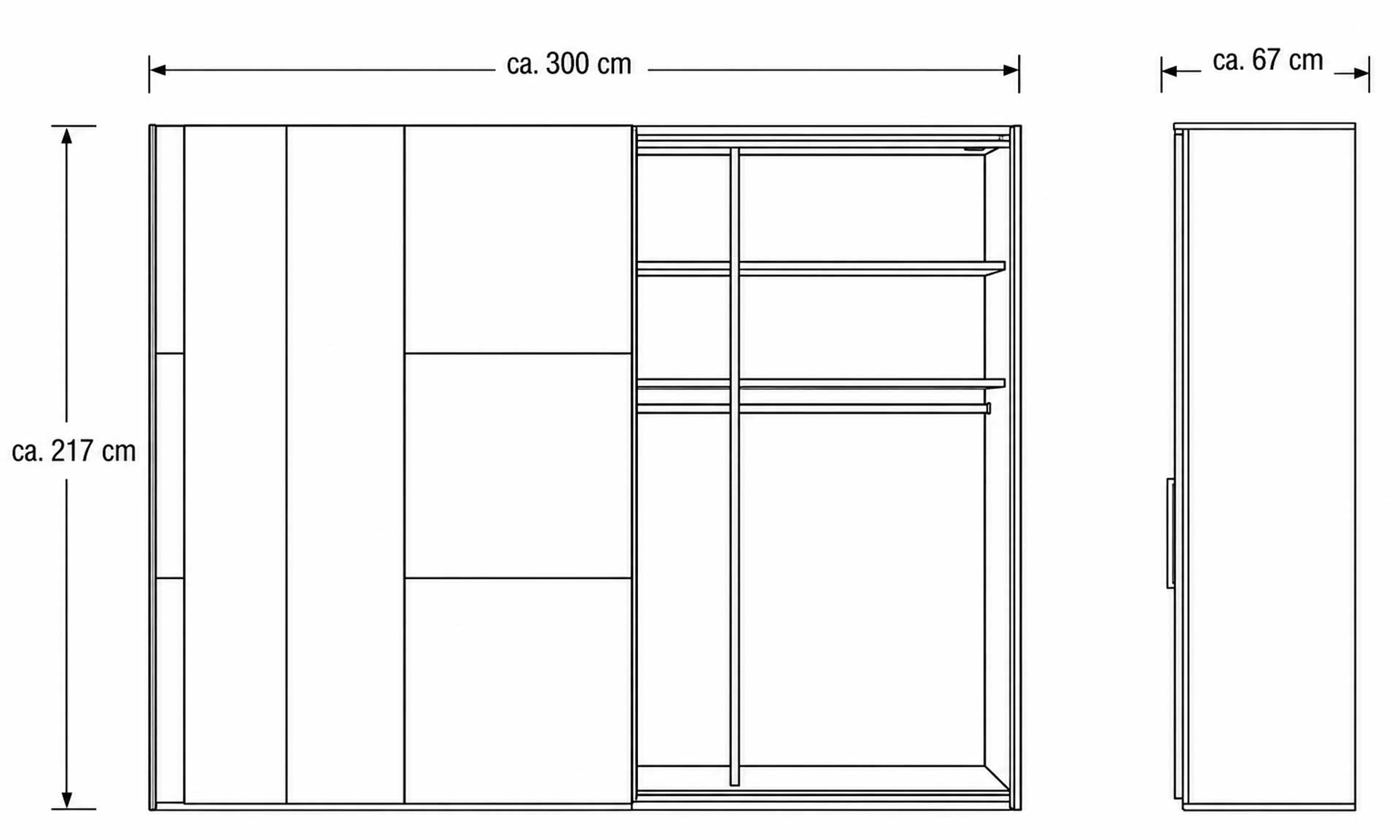 IL1036 Kleiderschrank Massskizze