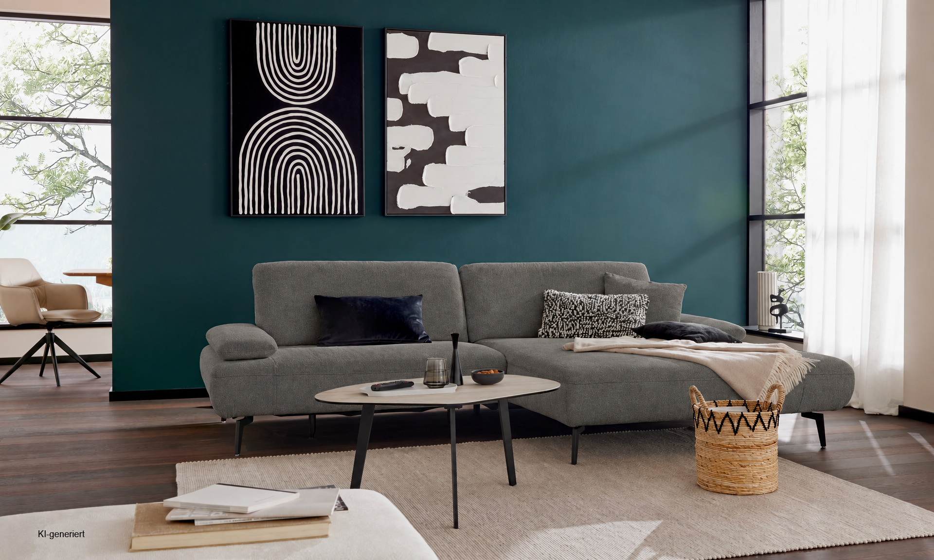 IL4306 Cyber anthrazit Ecksofa ohne Funktionen rechts