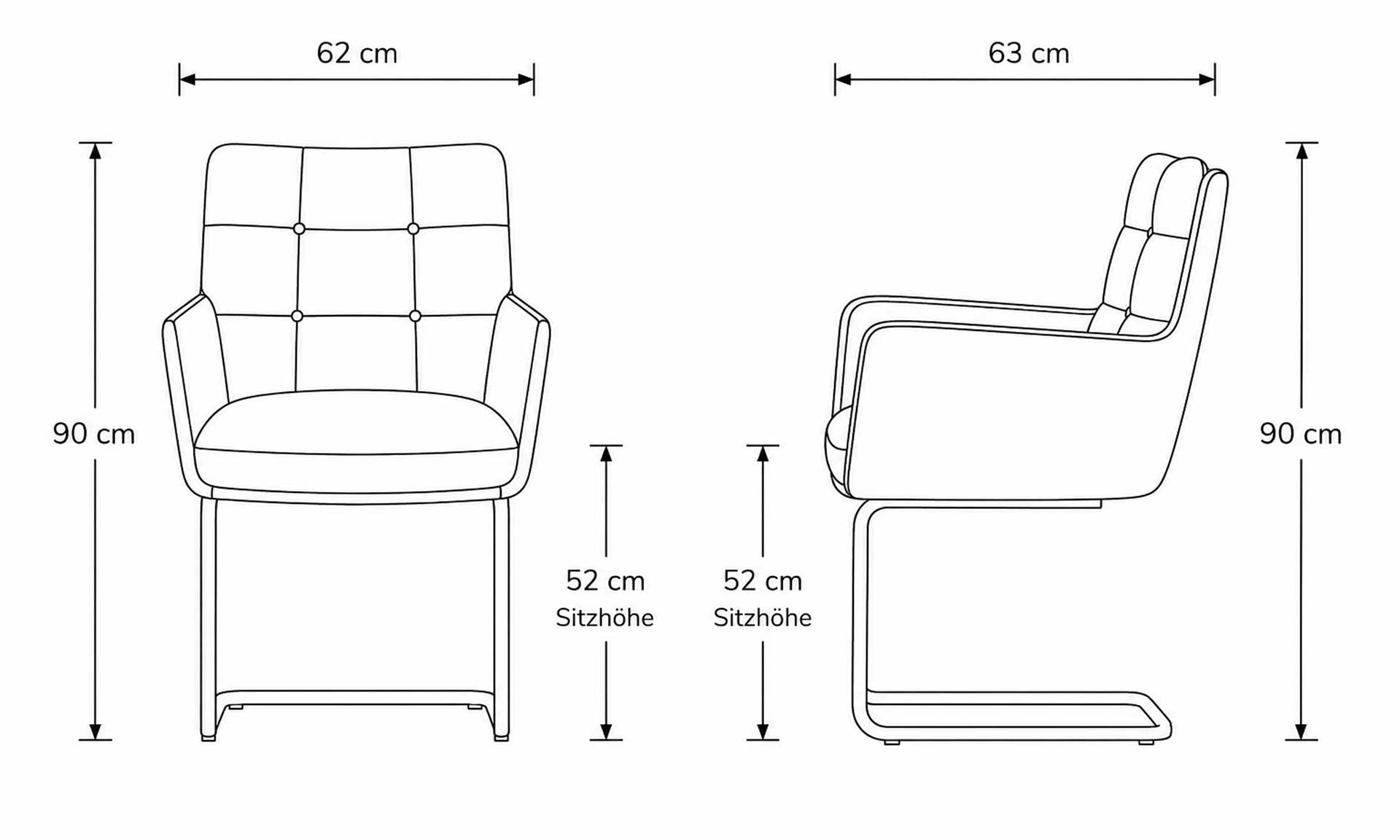 Freischwinger-Sessel mit grauem Leder-Cord-Mix und Edelstahlgestell
