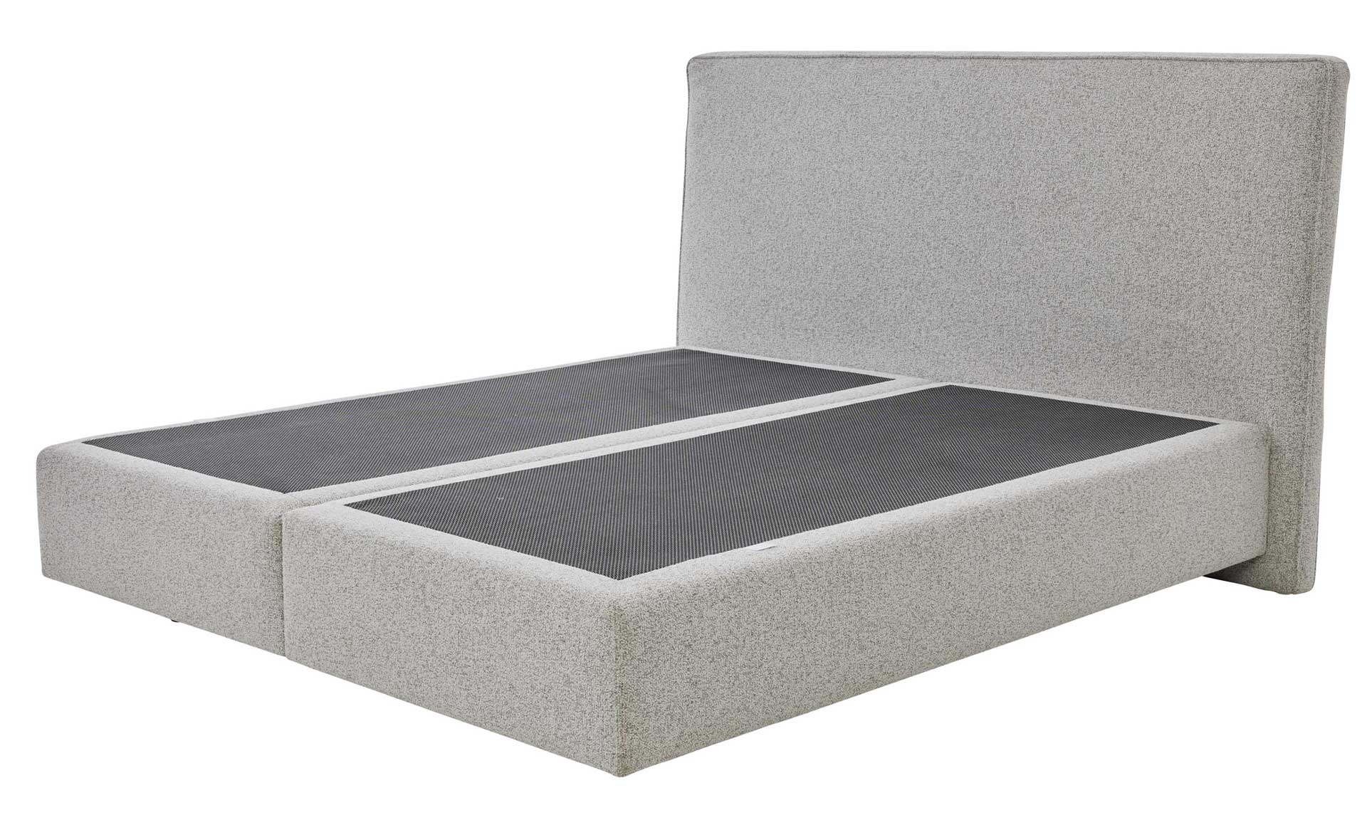 Hellgraues Boxspringbett mit Topper, 180 x 200 cm