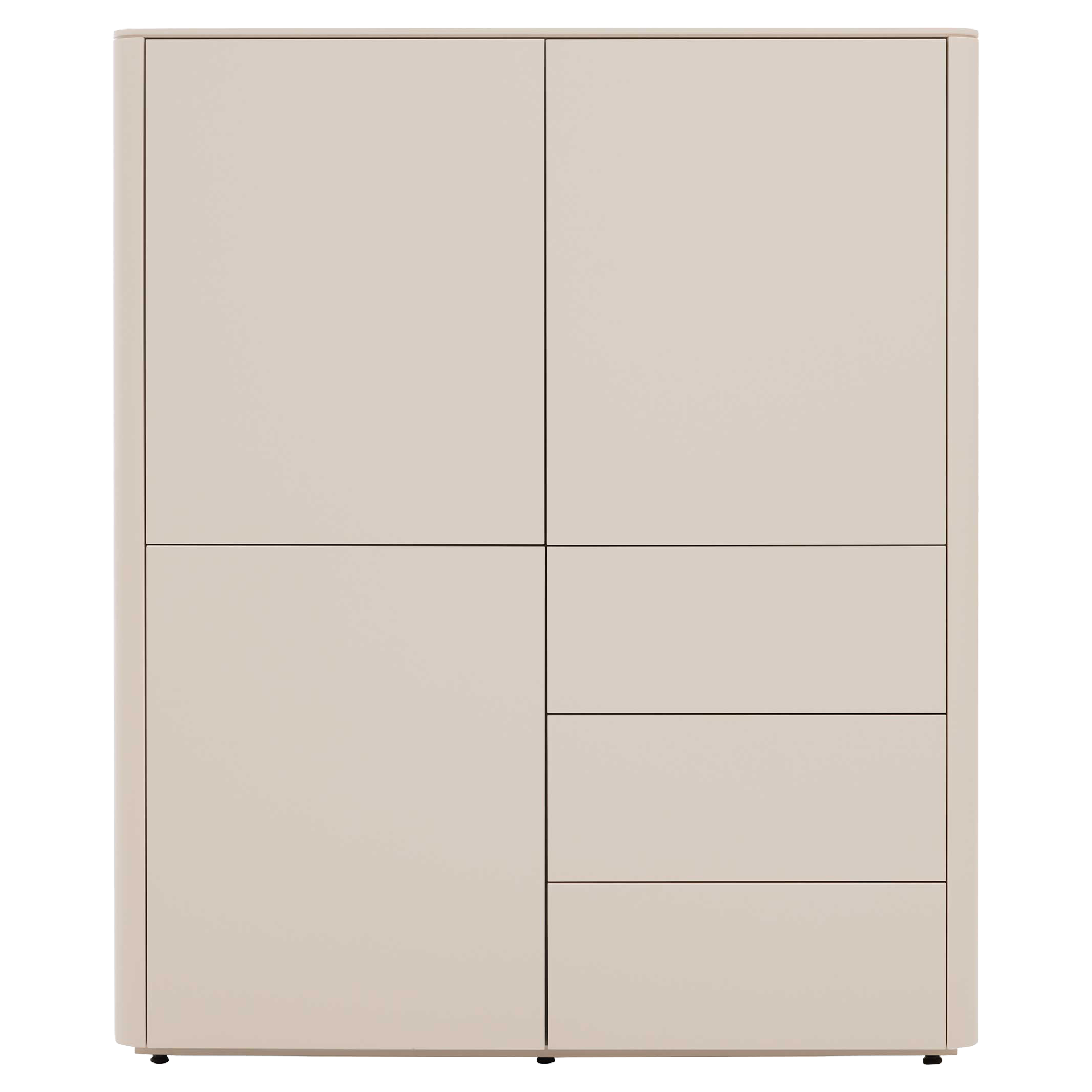 Weißes Highboard mit klarer Frontgestaltung