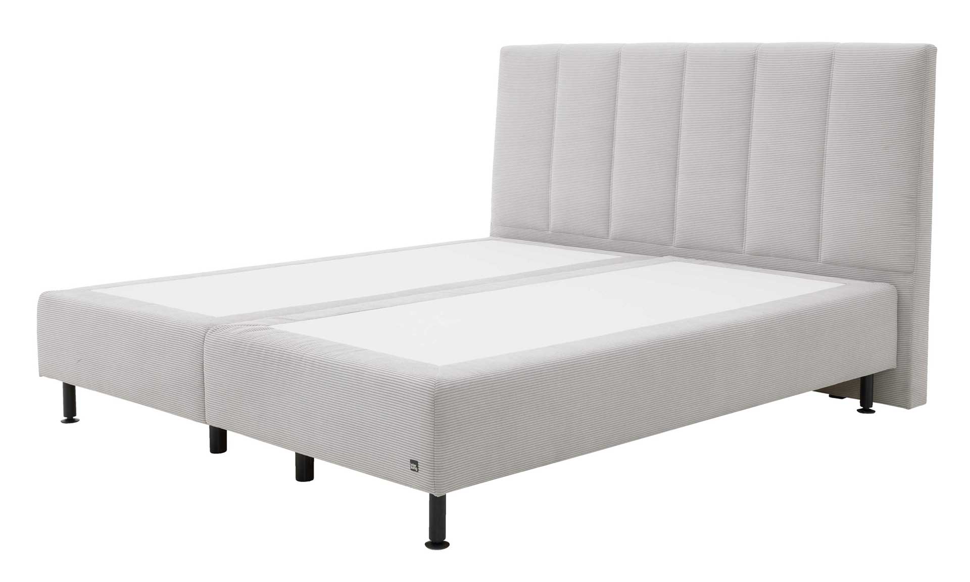 IL1418 Boxspringbett Feincord silver Freisteller Bettbox