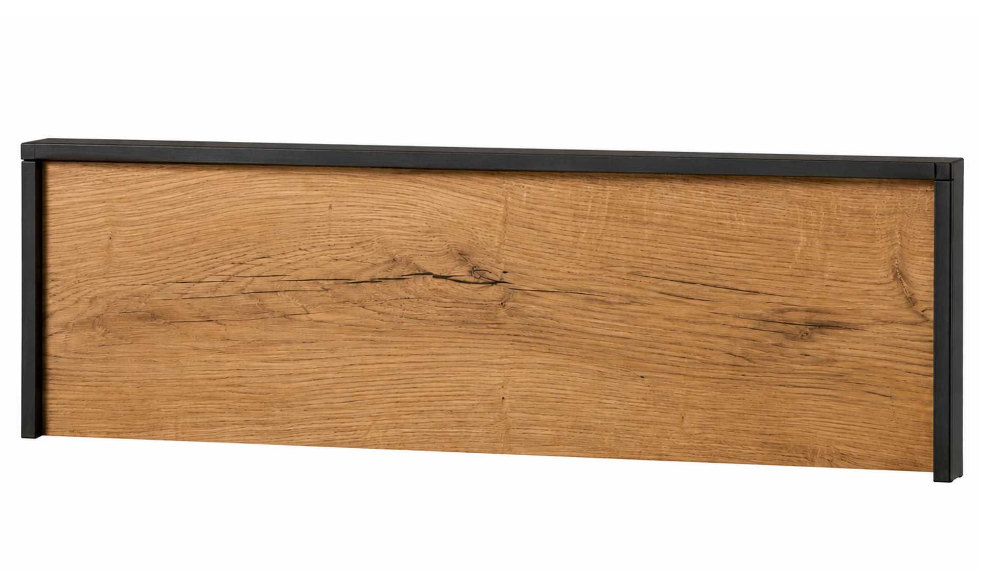 Schlafzimmer mit Doppelbett, Nachtkonsolen und Kleiderschrank in Graubeige und Kernholz