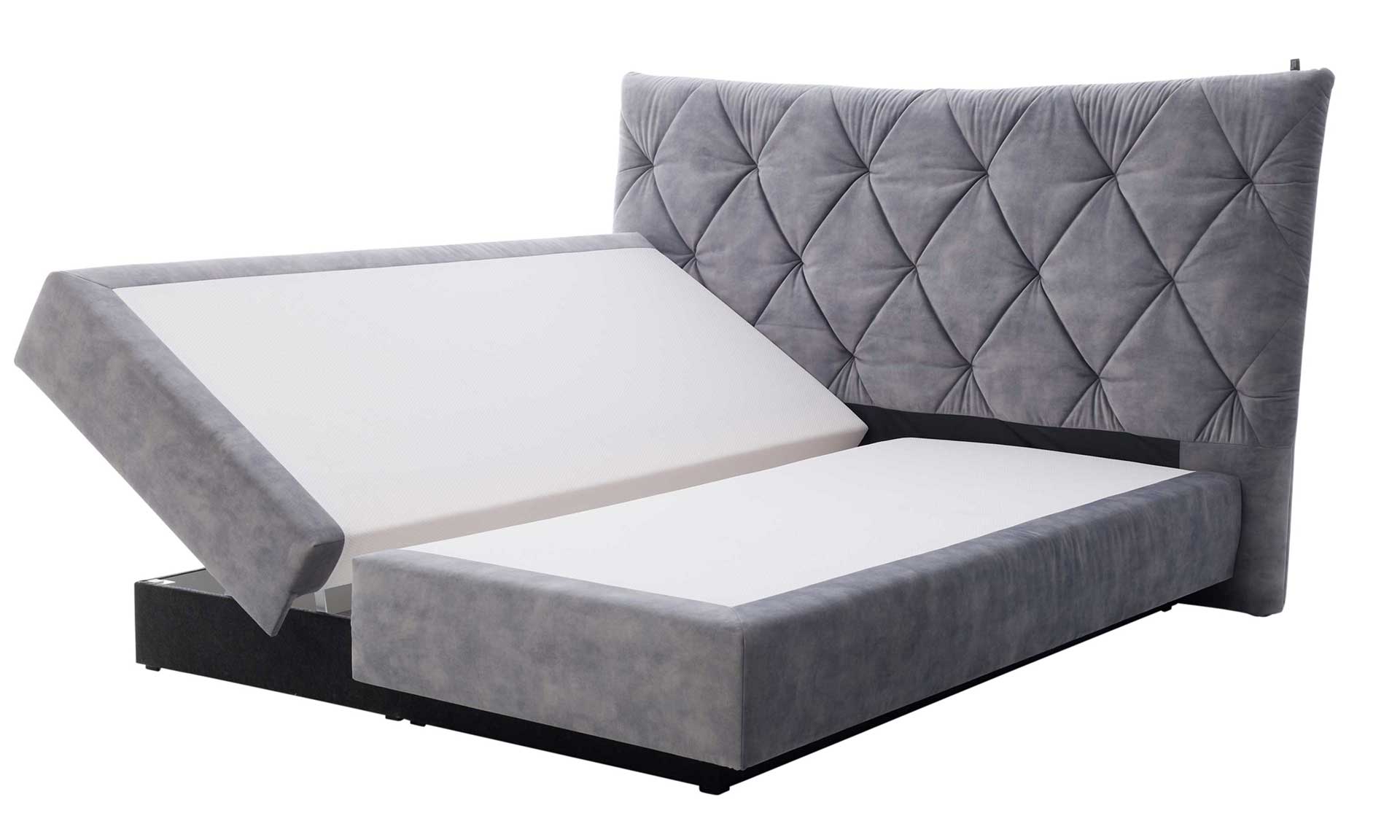 IL1420 Auri silver Boxspringbett Freisteller Bettkasten links