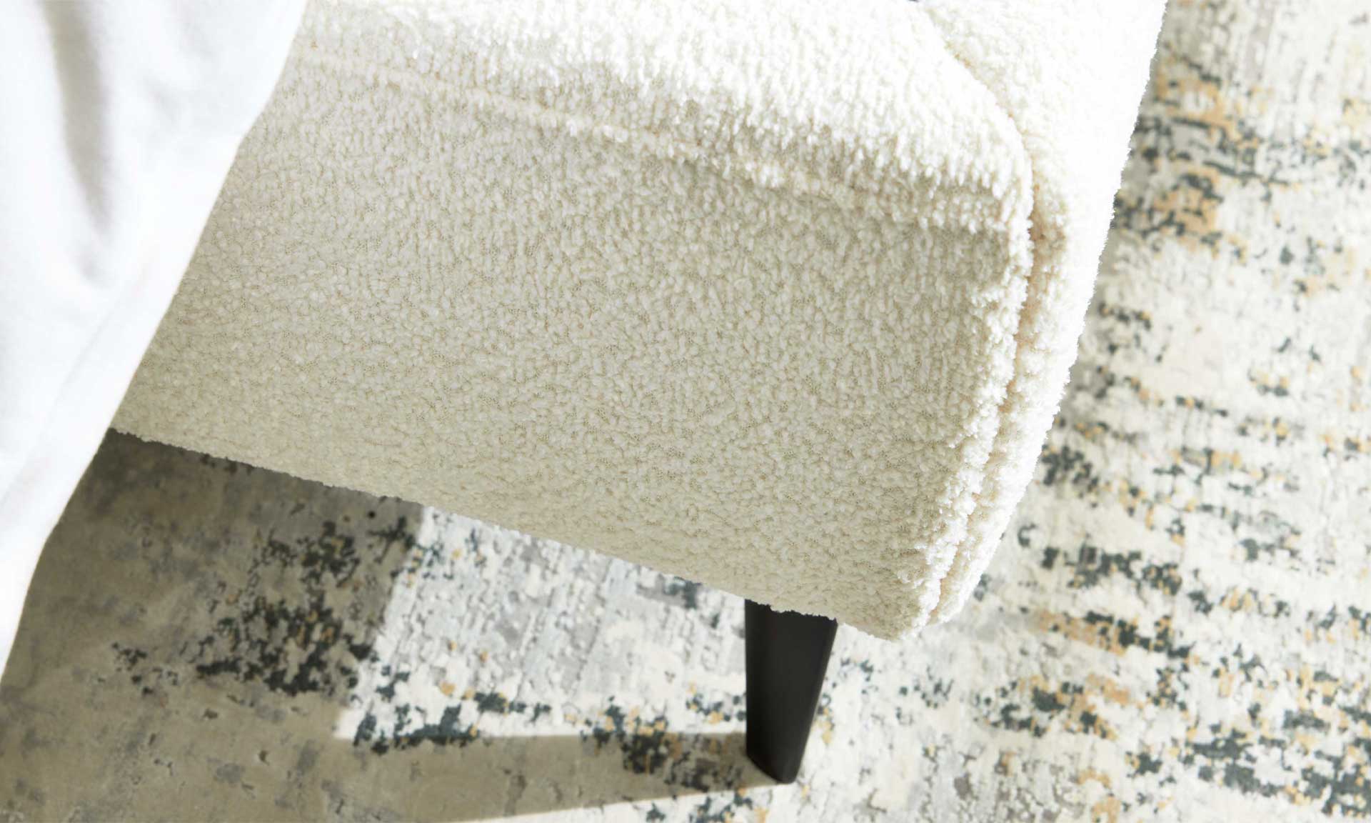 IL1416 Polsterbettgestell Chenille natur Detail Bettseite