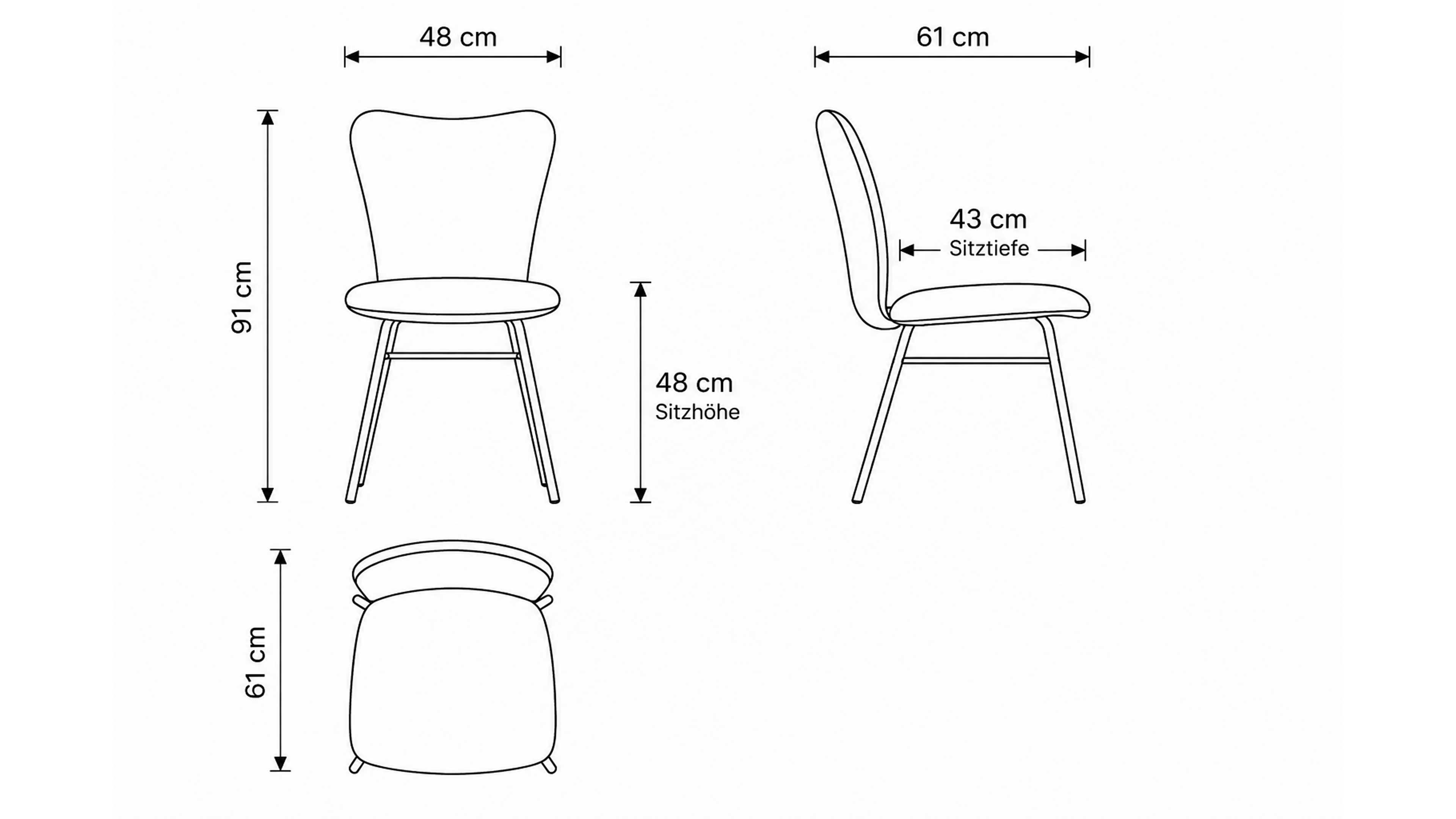 Polsterstuhl mit beige meliertem Stoff und anthrazitfarbenem Metallgestell für moderne Essbereiche