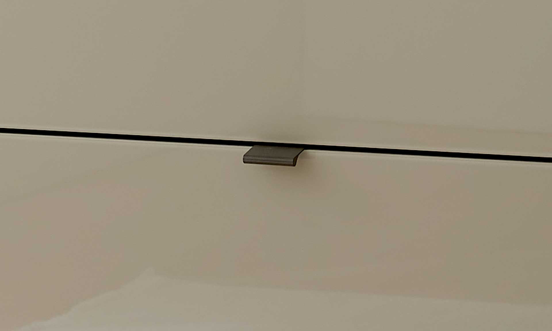 Schubladenkommode in Kieselgrau mit Glasfronten