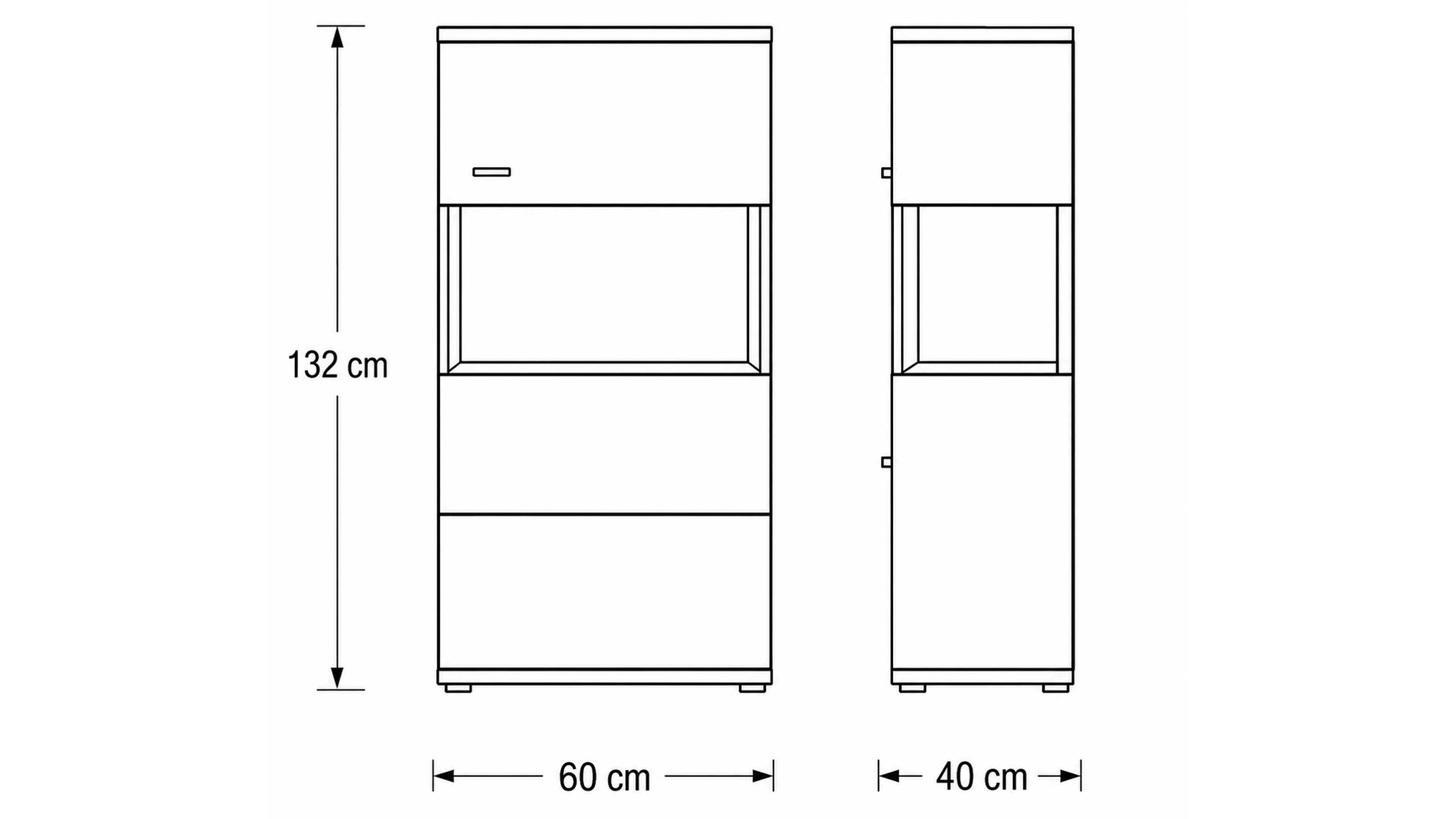 Highboard in Alteiche Dekor mit Türen und Schubladen für modernen Stauraum im Wohnbereich