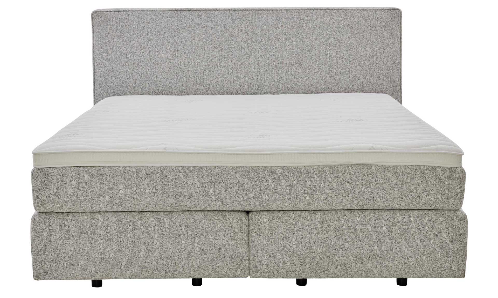 Hellgraues Boxspringbett mit Topper, 180 x 200 cm