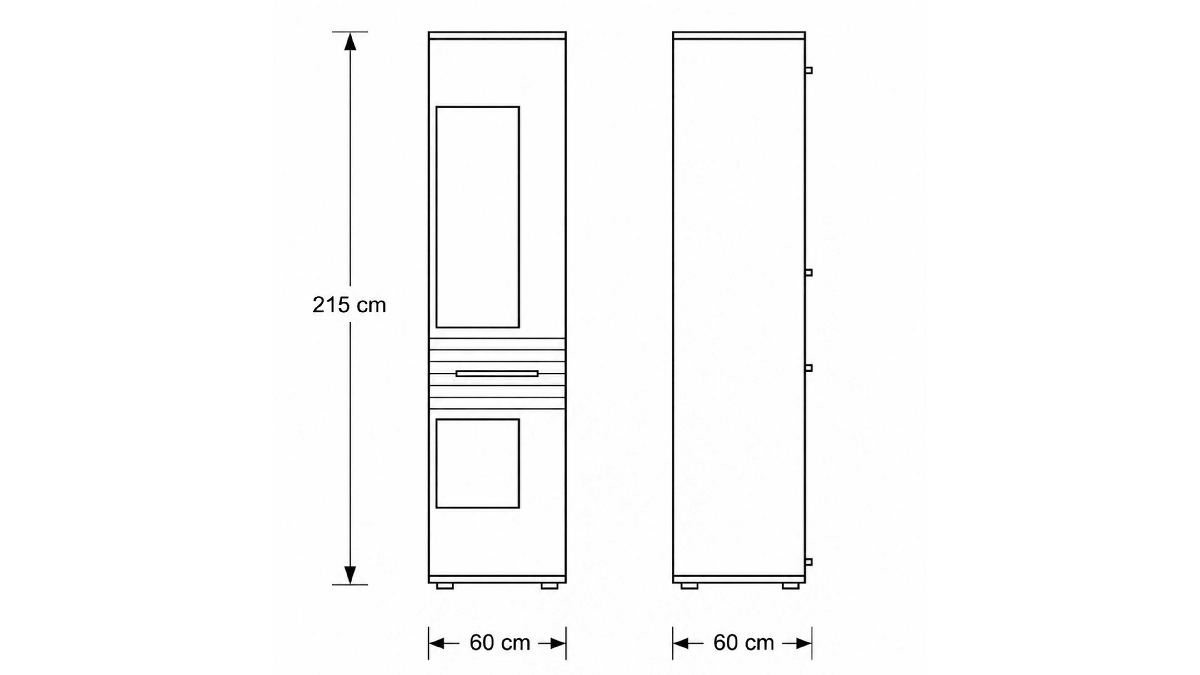 Wohnwand in Risseiche Dekor mit TV-Lowboard, Vitrine und Wandboard für modernen Stauraum im Wohnzimmer