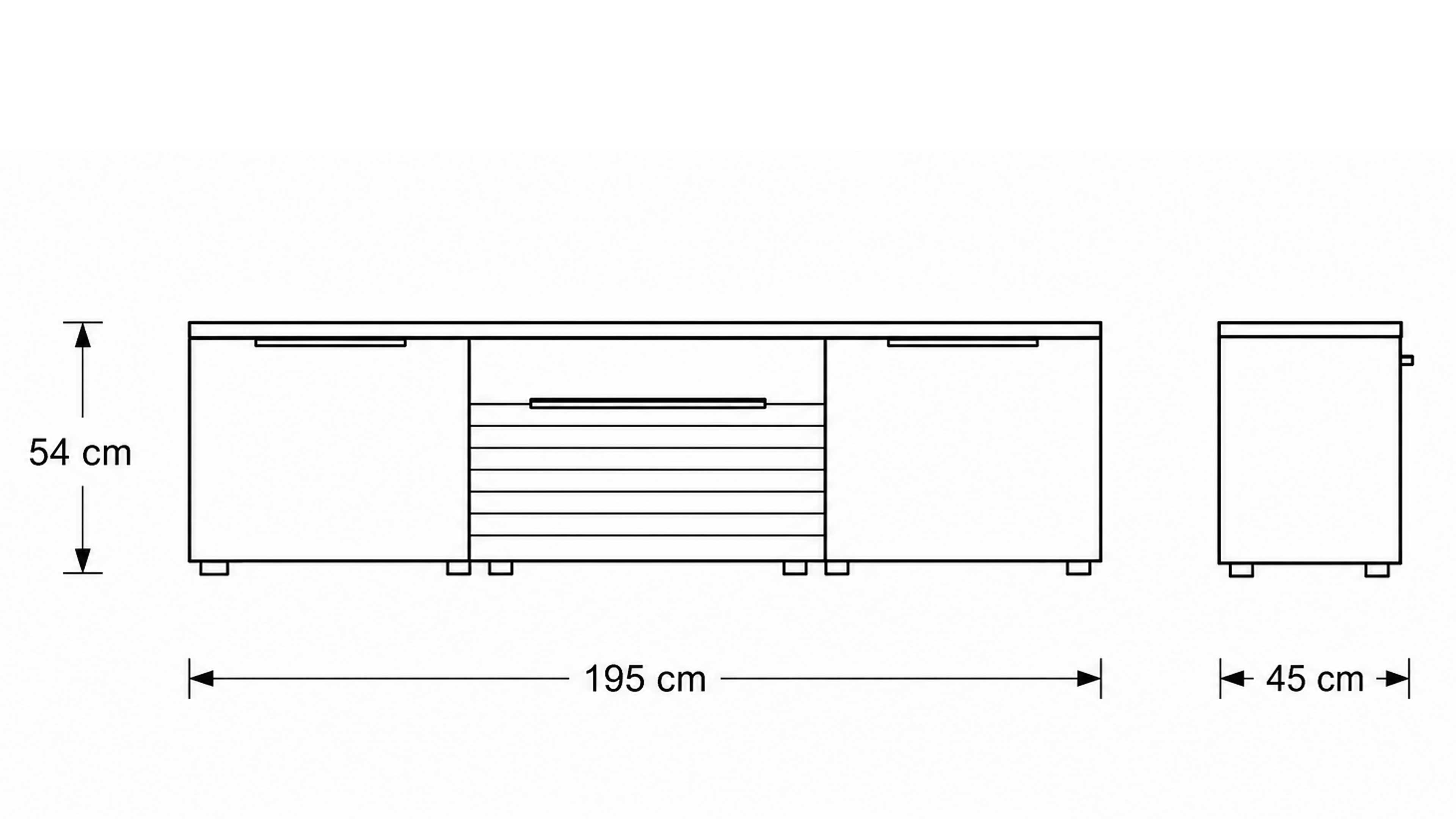 Wohnwand in Grau und Risseiche Dekor mit TV-Lowboard, Regal und Vitrinenschrank für modernen Stauraum