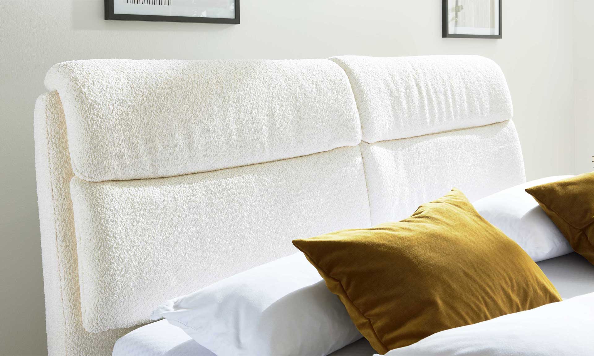 IL1416 Polsterbettgestell Chenille natur Kopfteil