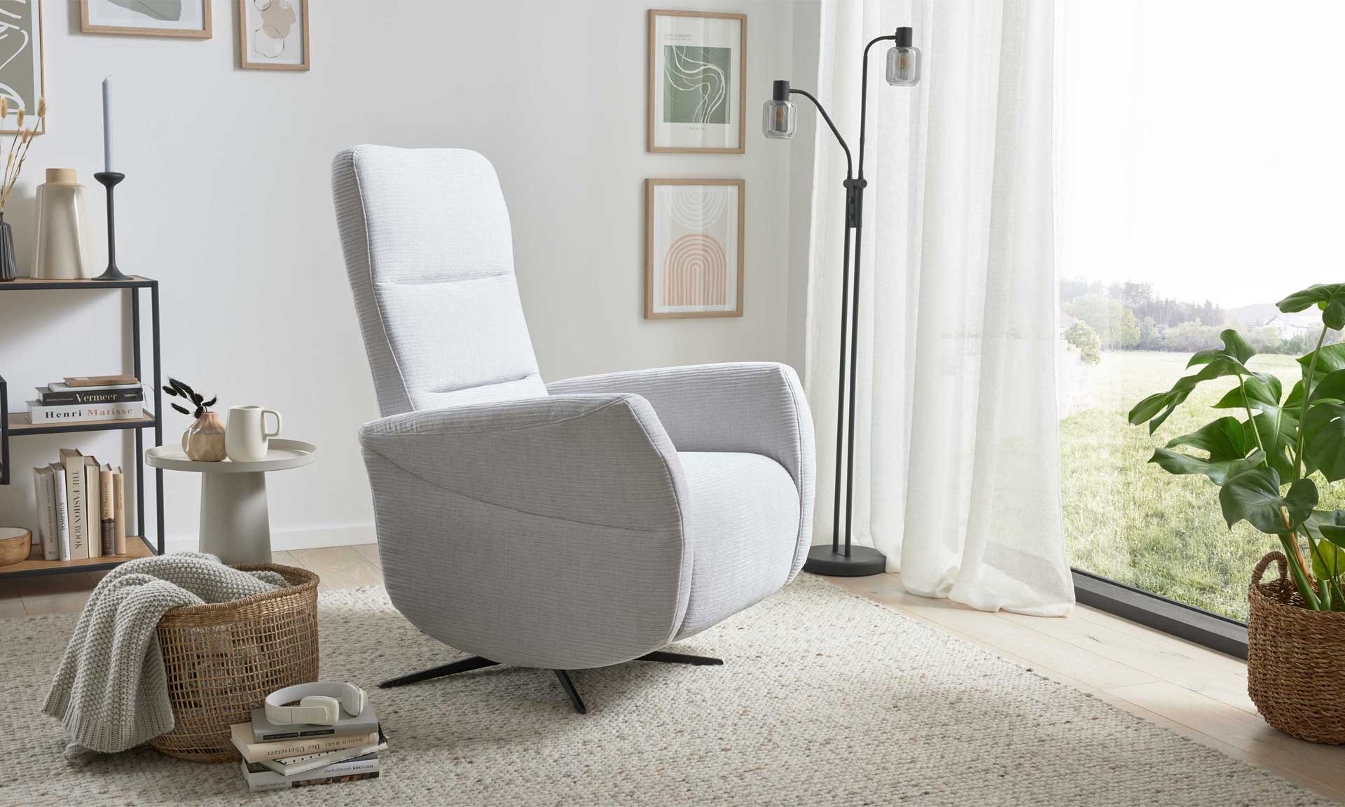Relaxsessel in silbergrauer Cord-Optik