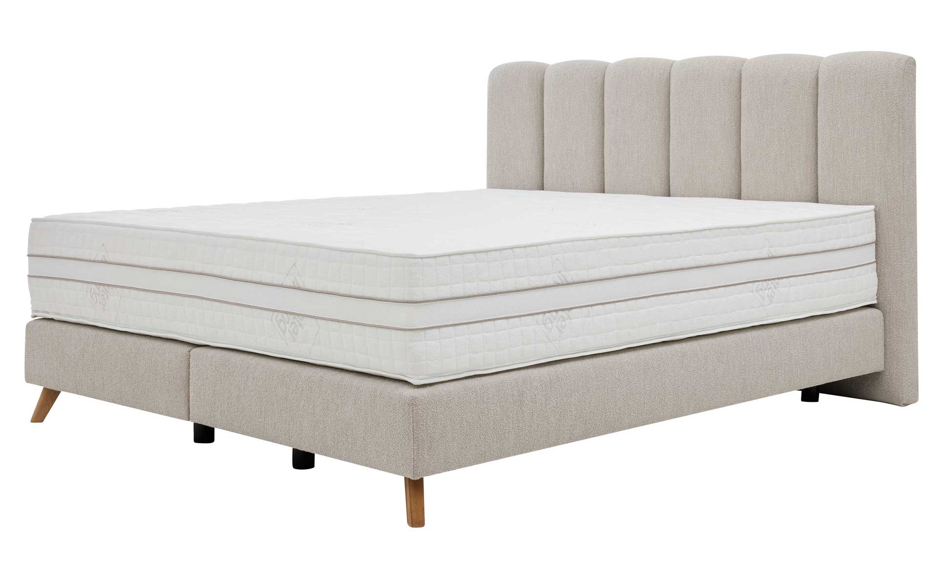 Boxspringbett in Natur, Matratze mit integriertem Topper