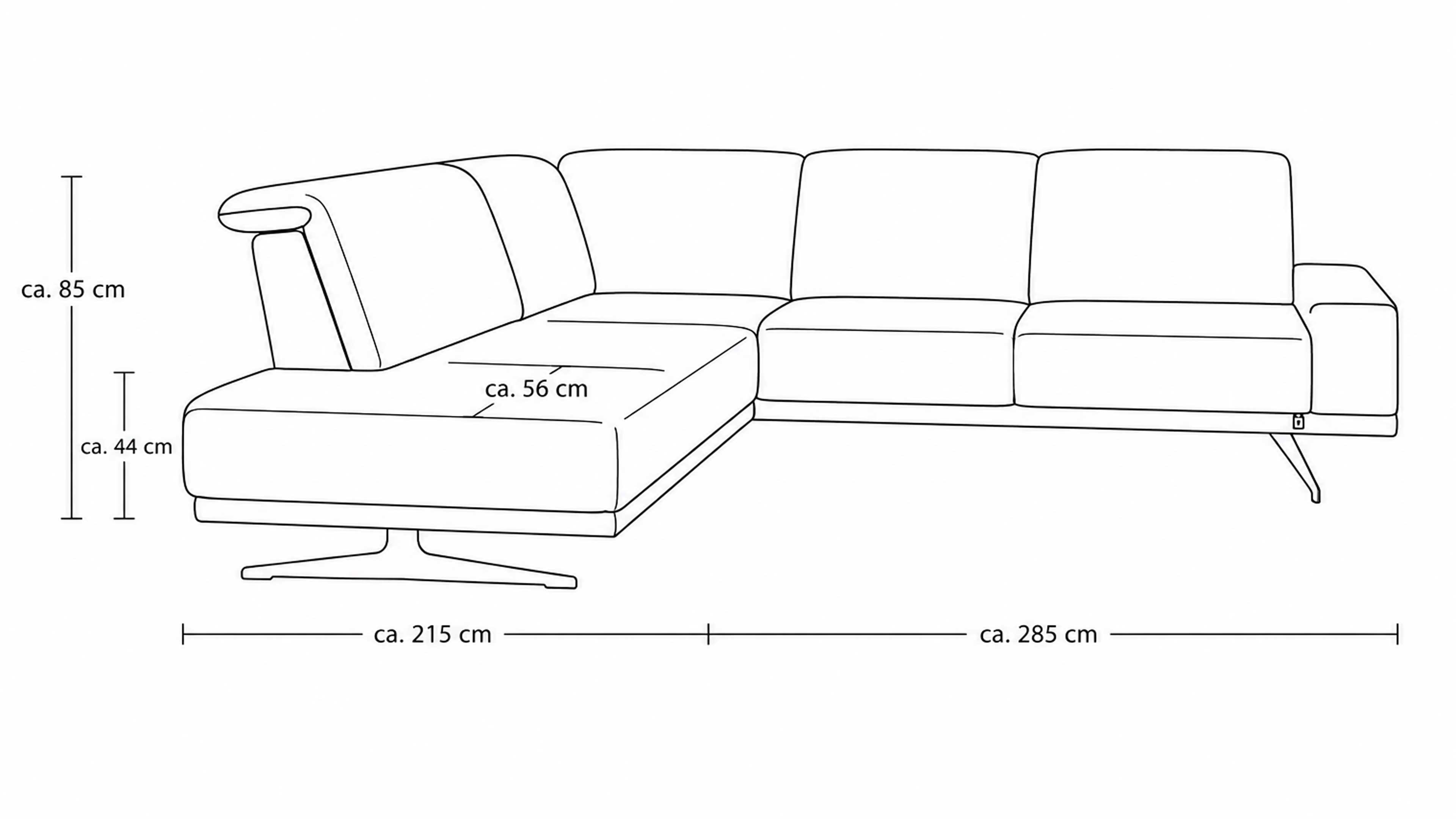 Ecksofa mit schwarzem Stoffbezug und Metallfüßen
