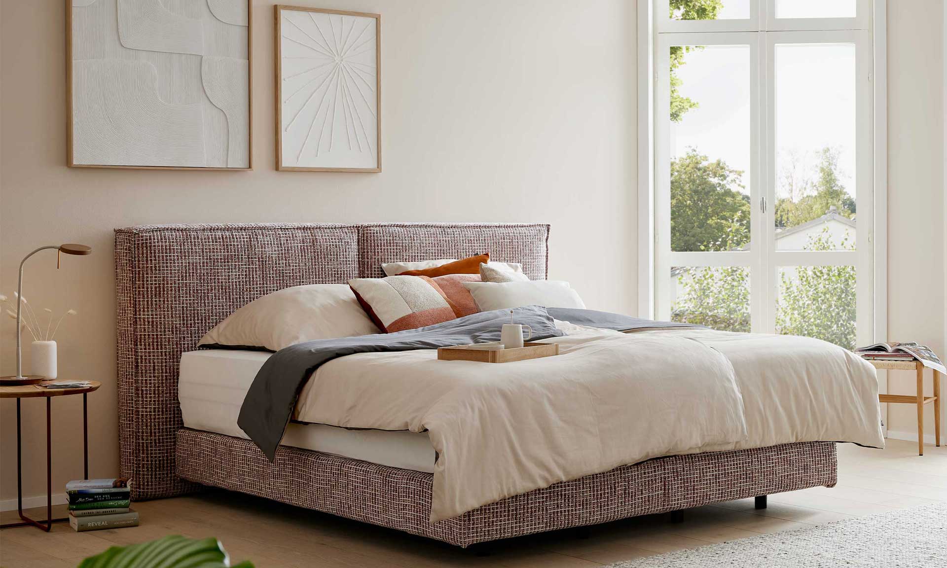 Boxspringbett in Magnolia, 180 x 200 cm