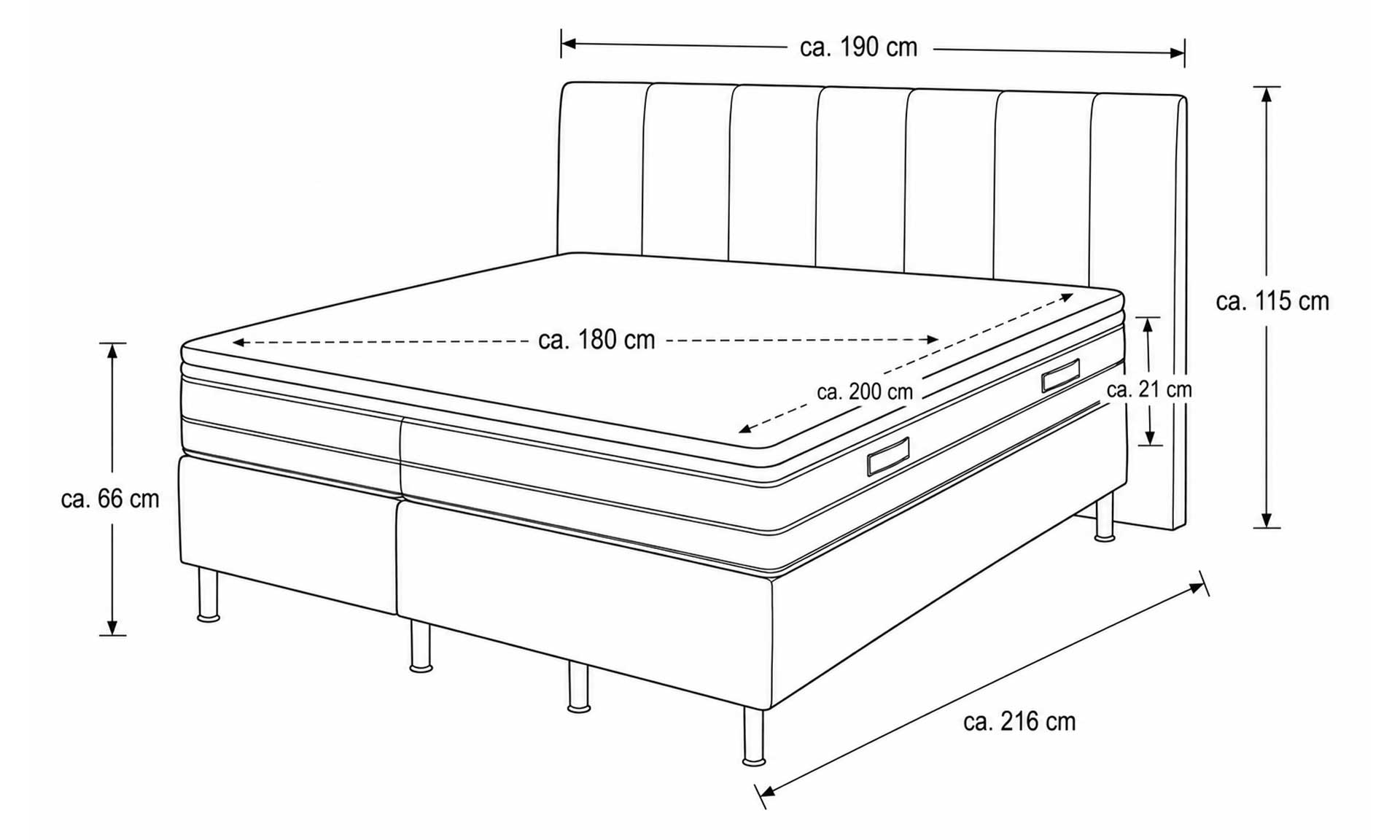 IL1418 Boxspringbett Famosa natur Skizze